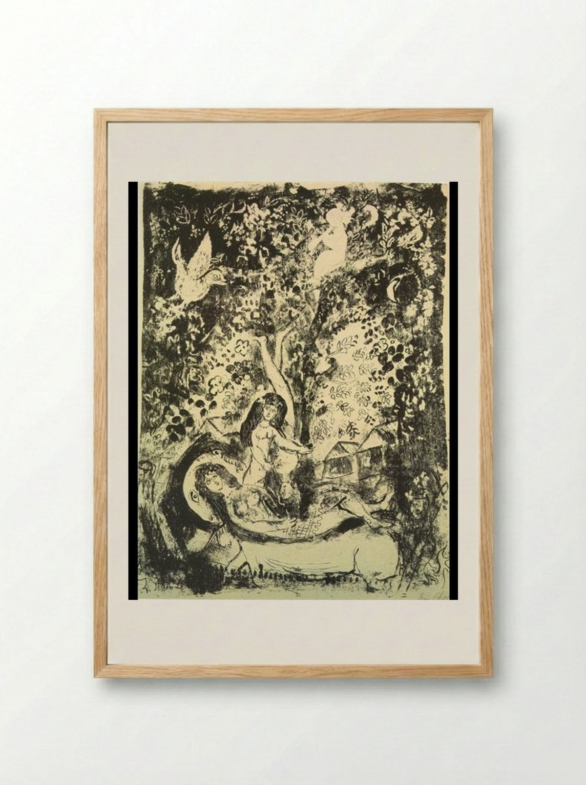 Branch and Flute-Player - Marc Chagall - Framed Print Wood