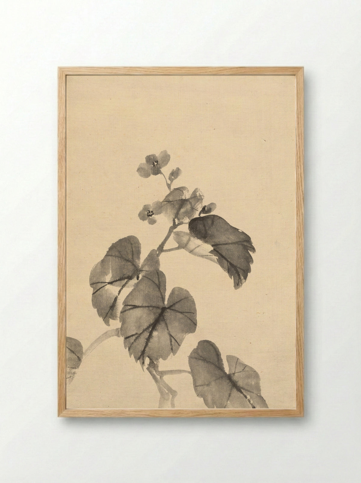 Branch of Begonia in Bloom - Kono Bairei - Framed Print Wood