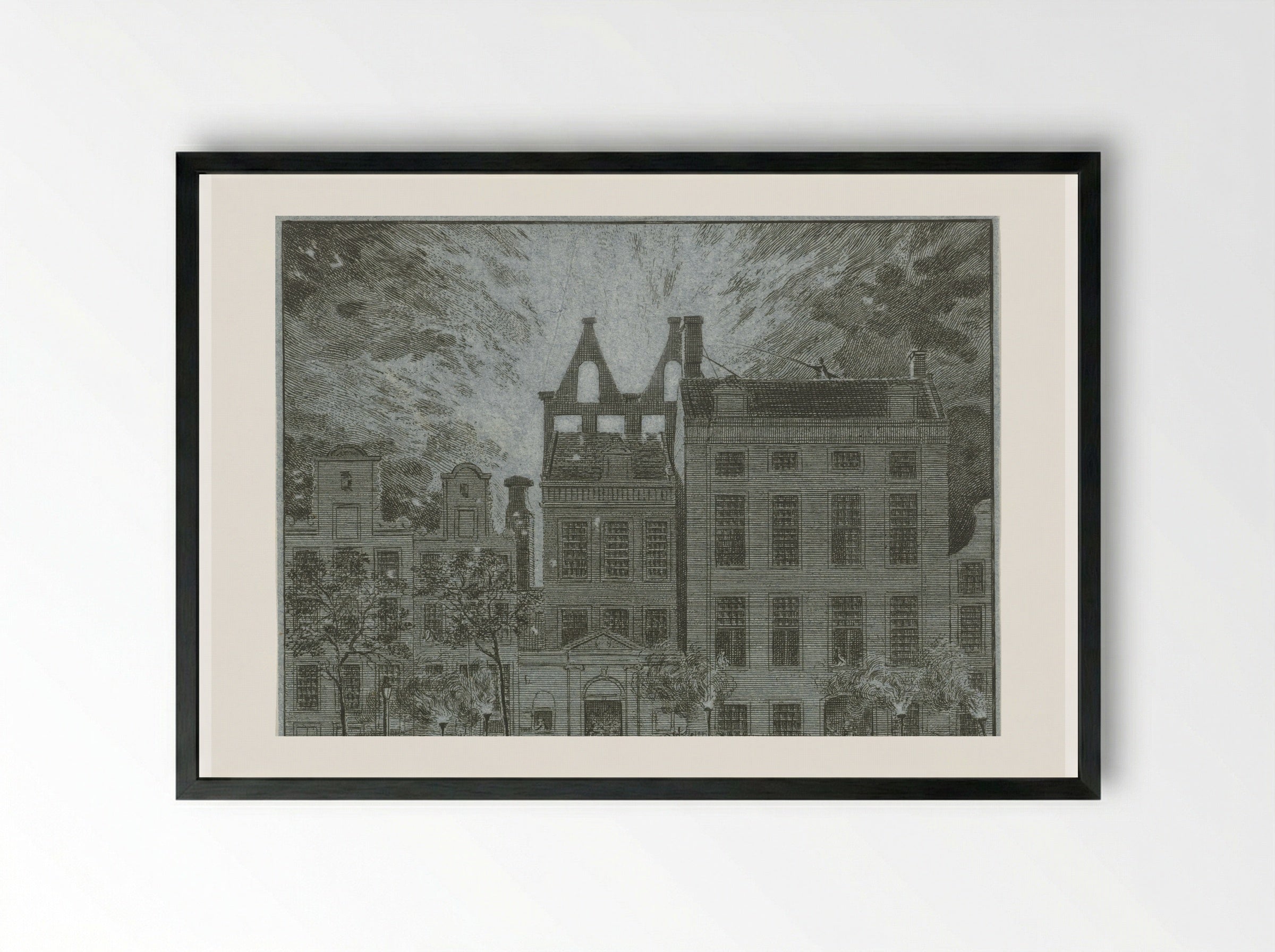 Brand van de schouwburg aan de Keizersgracht te Amsterdam - Cornelis van Noorde - Framed Print Black