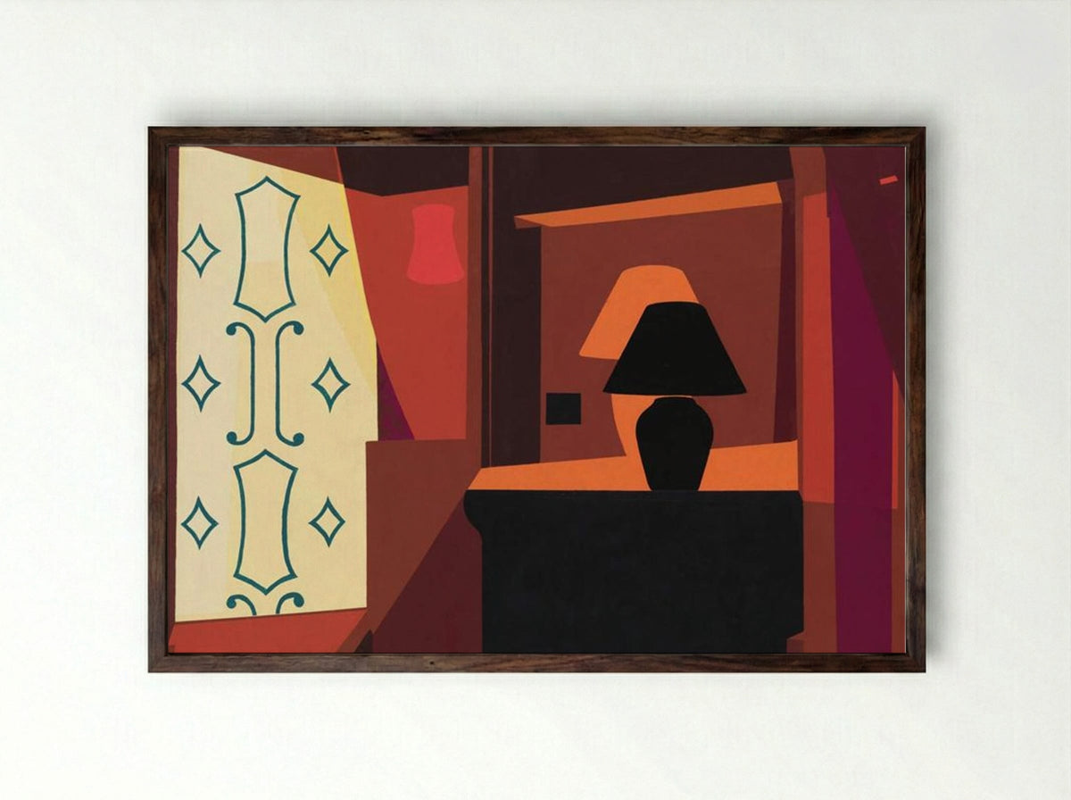 Braque Curtain - Patrick Caulfield - Framed Print Dark Wood