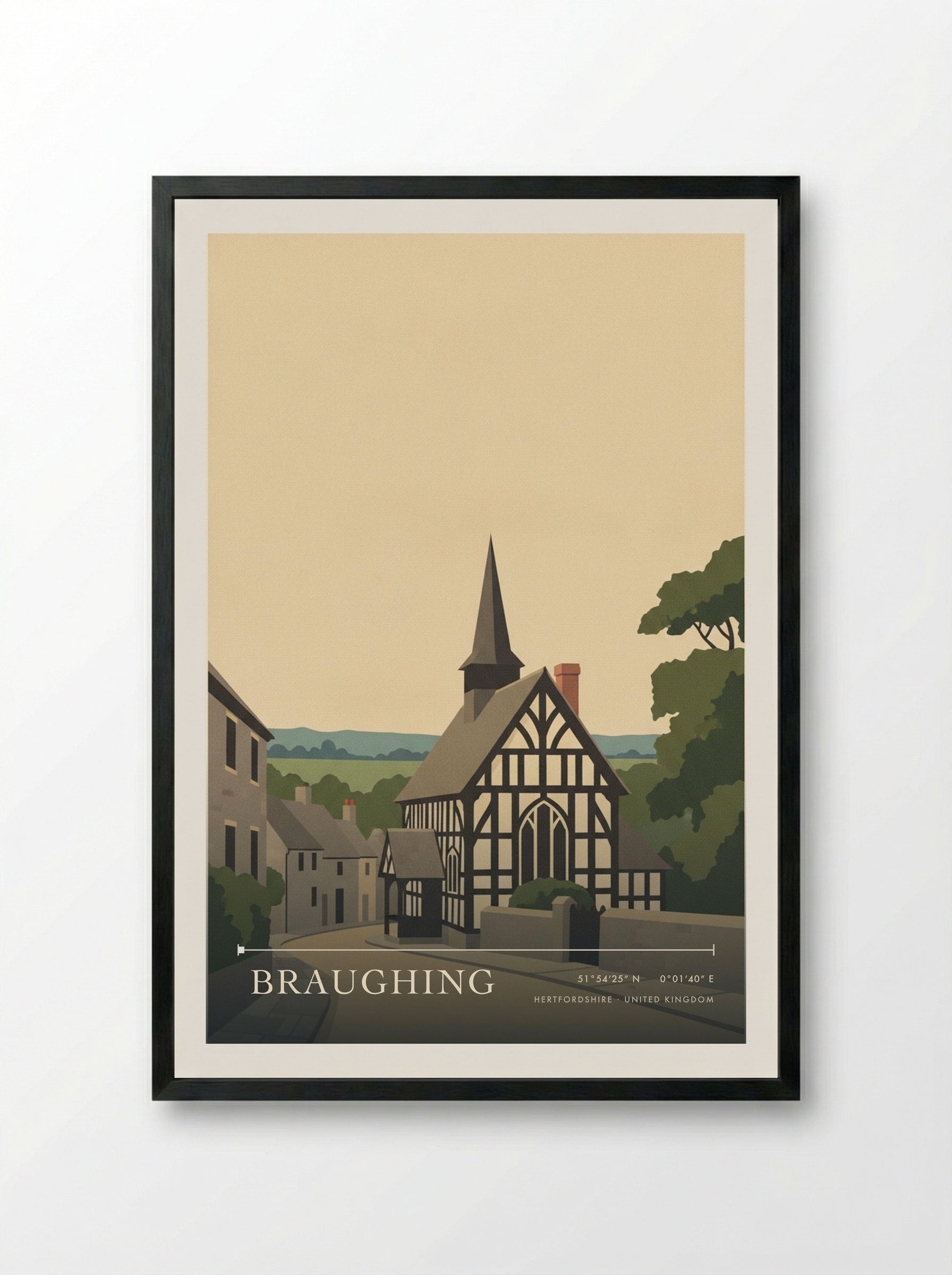 Braughing Hertfordshire United Kingdom Travel Poster - Framed Print Black