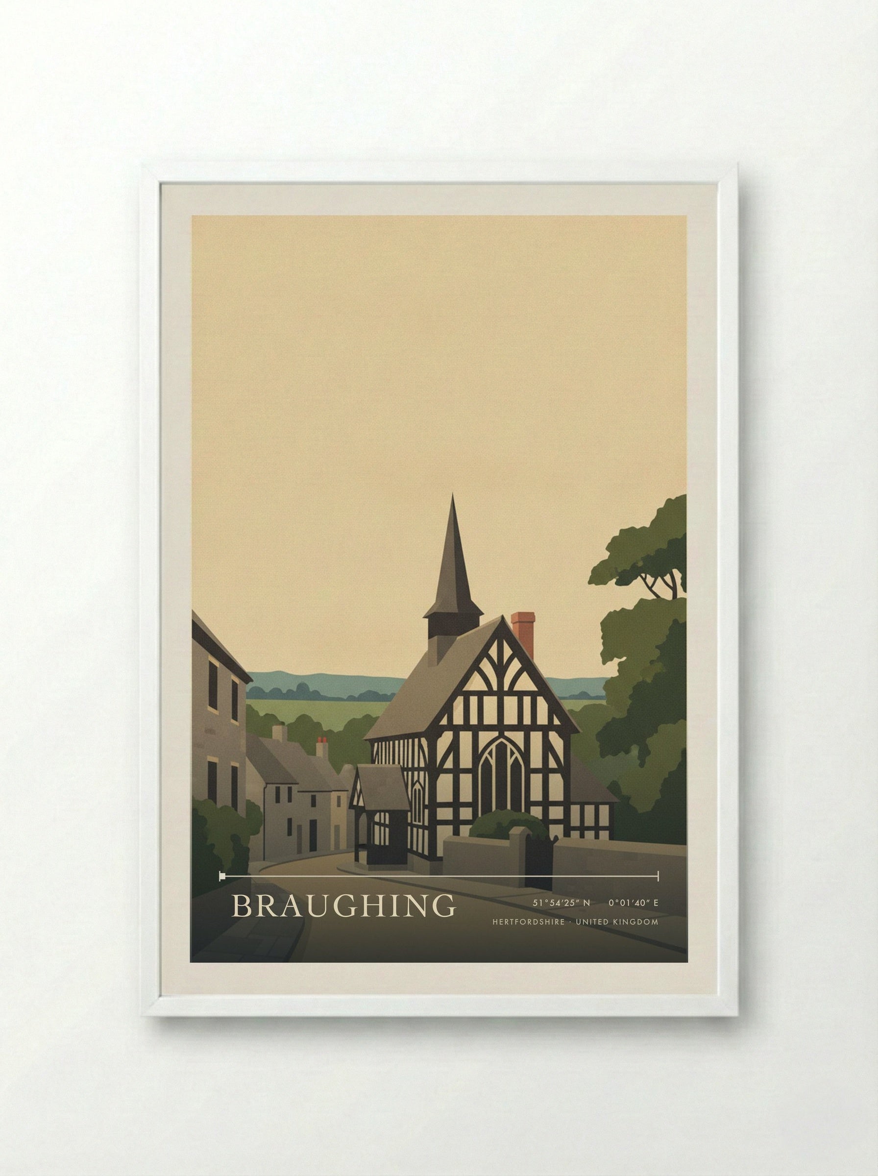 Braughing Hertfordshire United Kingdom Travel Poster - Framed Print White