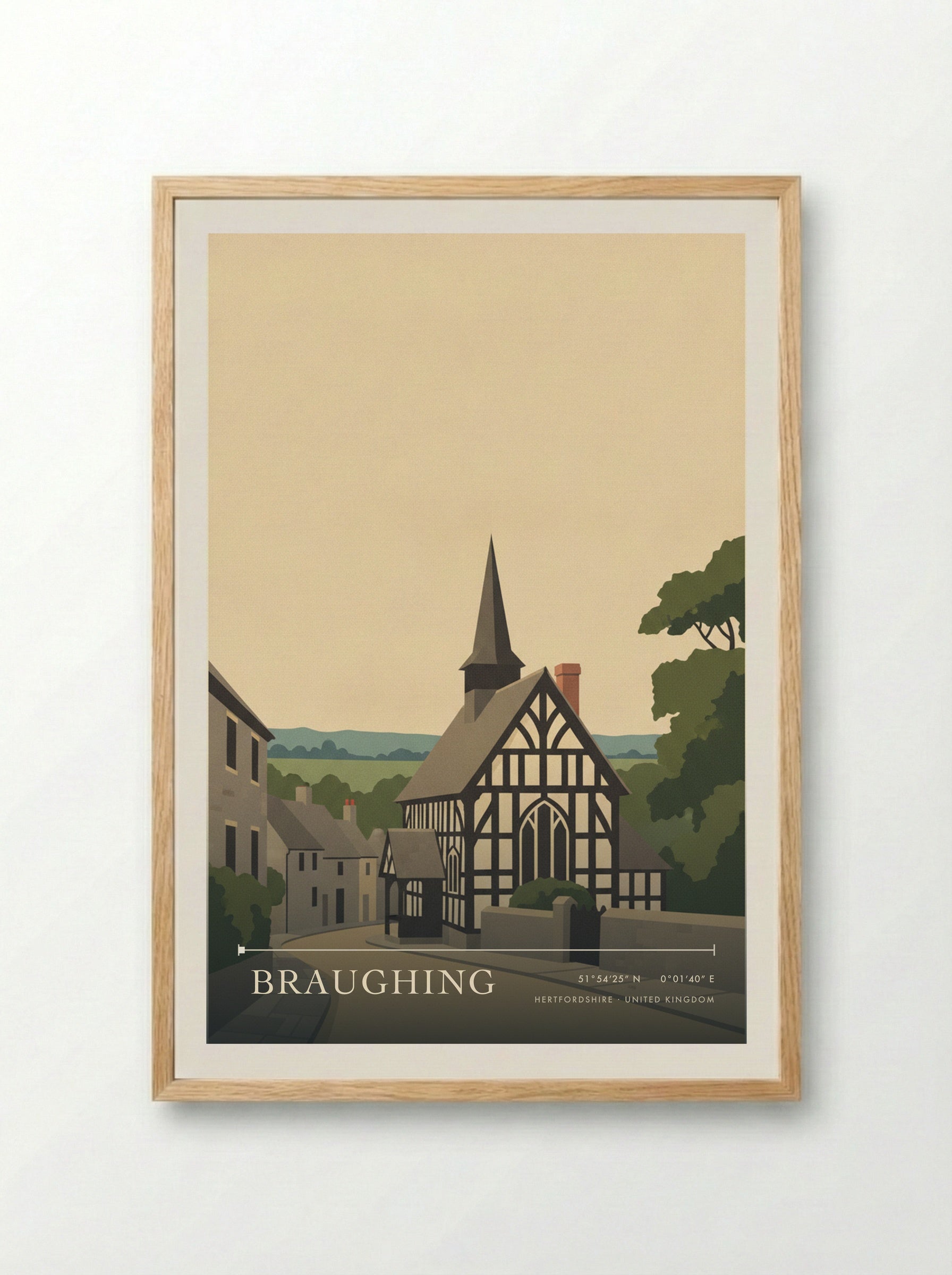 Braughing Hertfordshire United Kingdom Travel Poster - Framed Print Wood