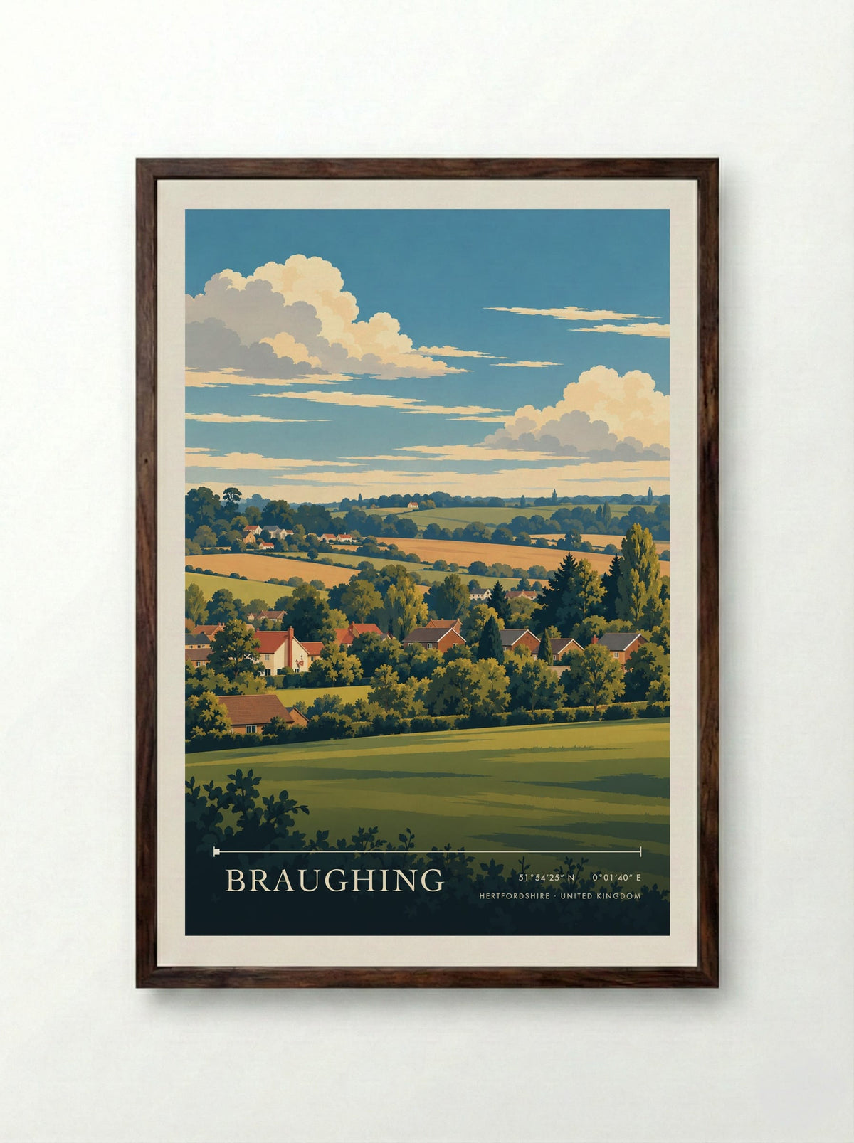 Braughing, Hertfordshire | Travel Poster - Framed Print Dark Wood