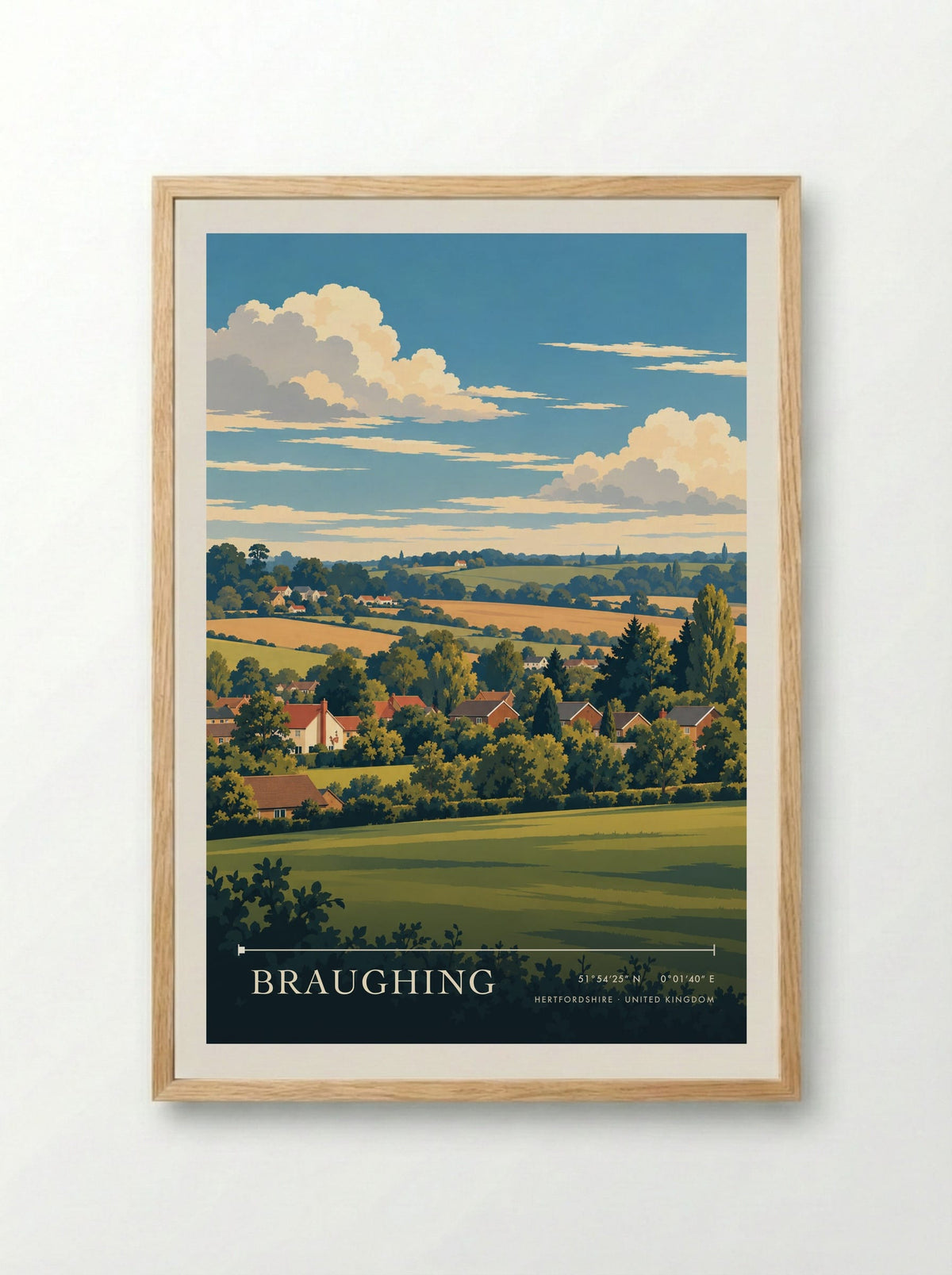 Braughing, Hertfordshire | Travel Poster - Framed Print Wood