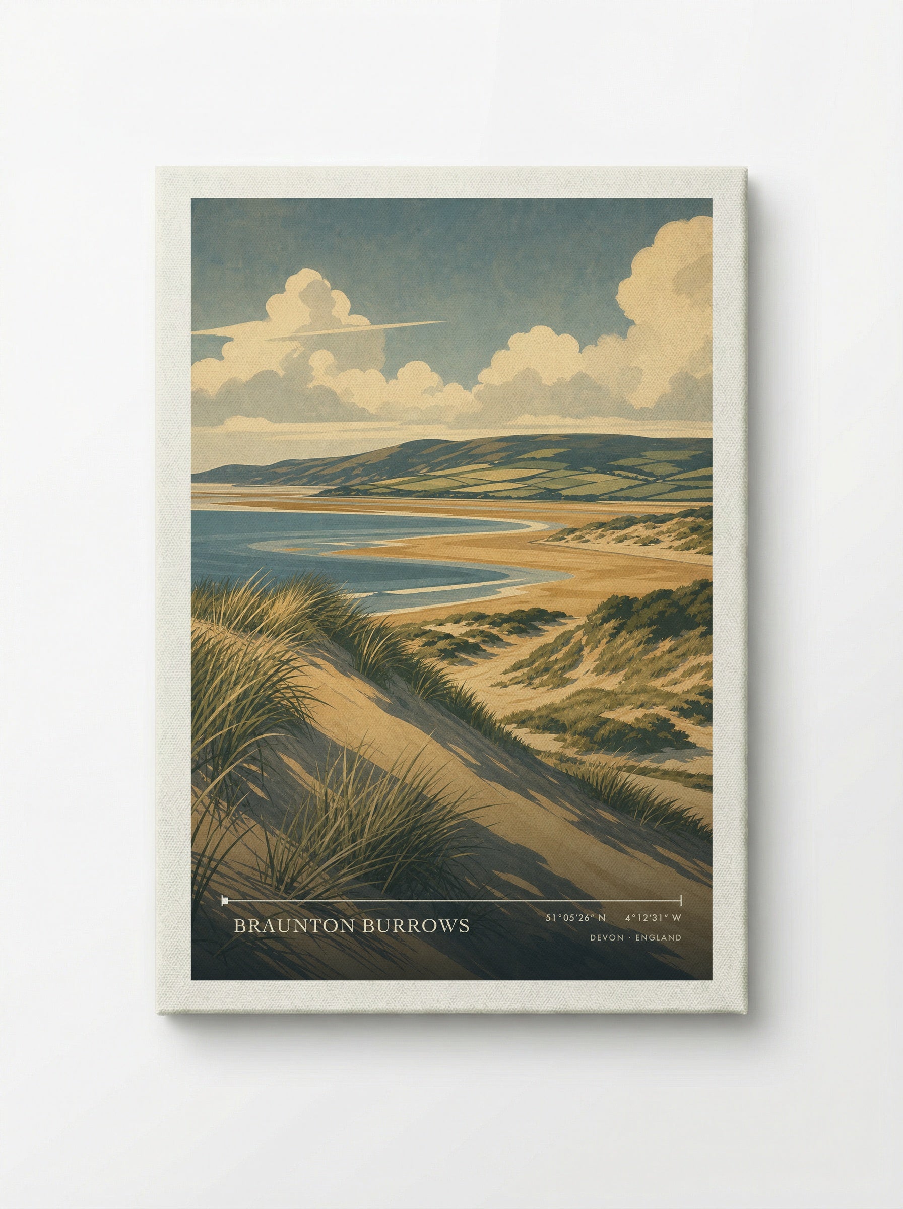 Braunton Burrows Devon England Travel Poster - Canvas