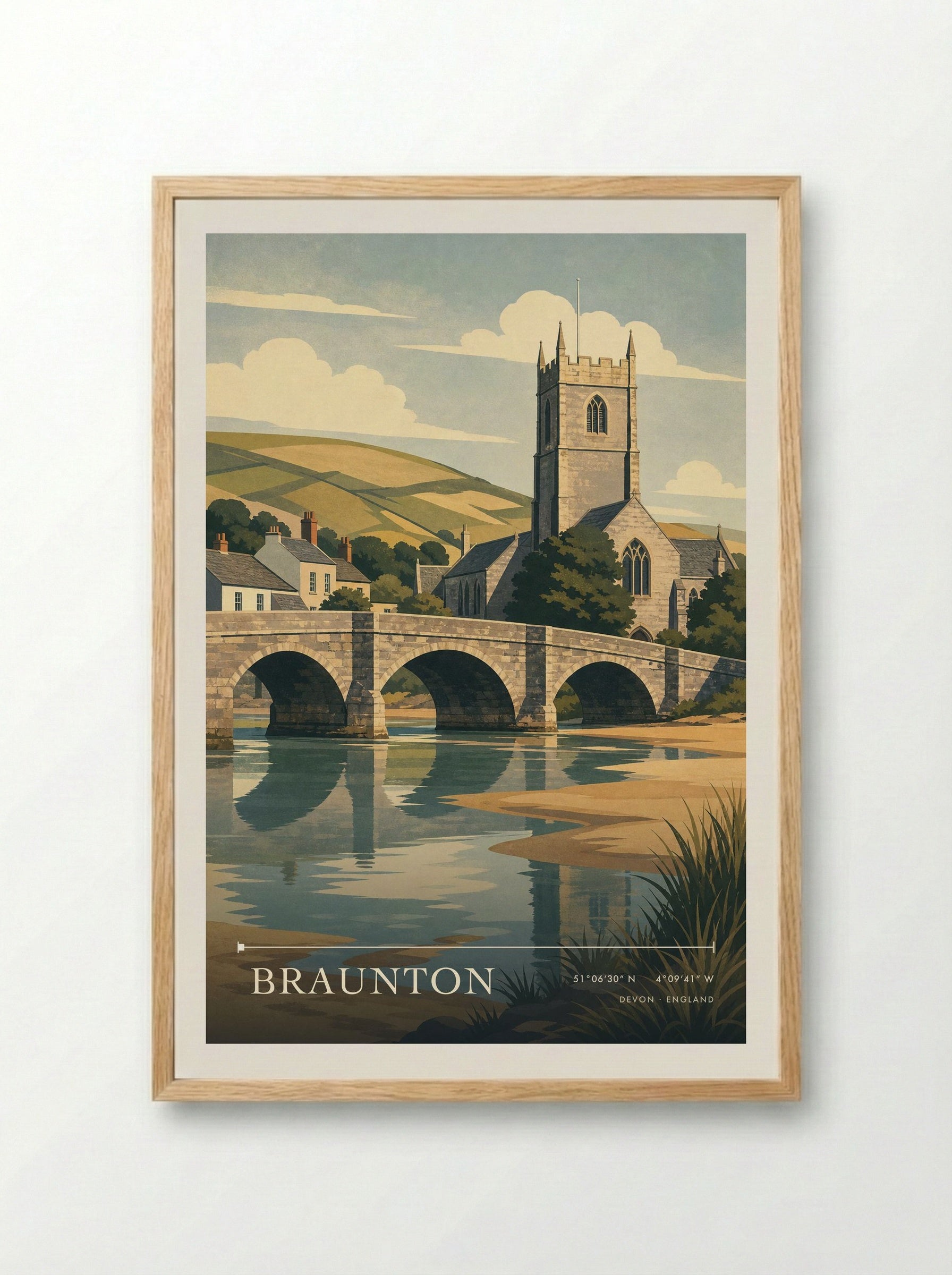 Braunton Devon England Travel Poster - Framed Print Wood