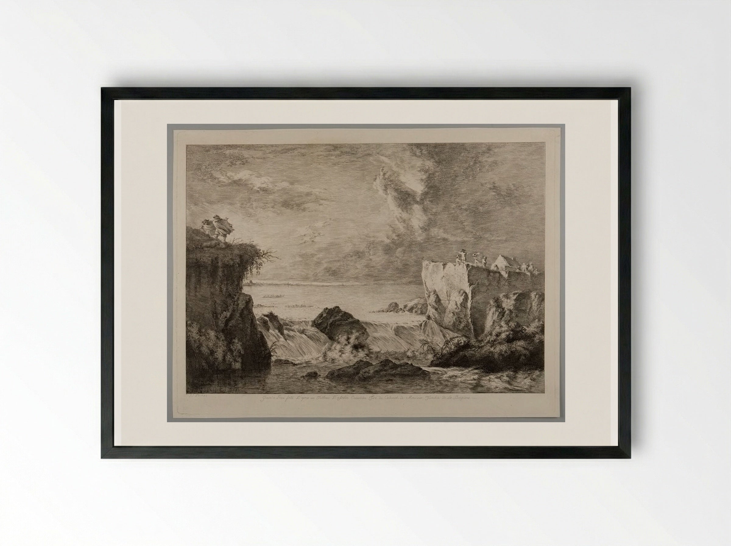 Breach of a Dam in Holland - Jean-Jacques de Boissieu - Framed Print Black