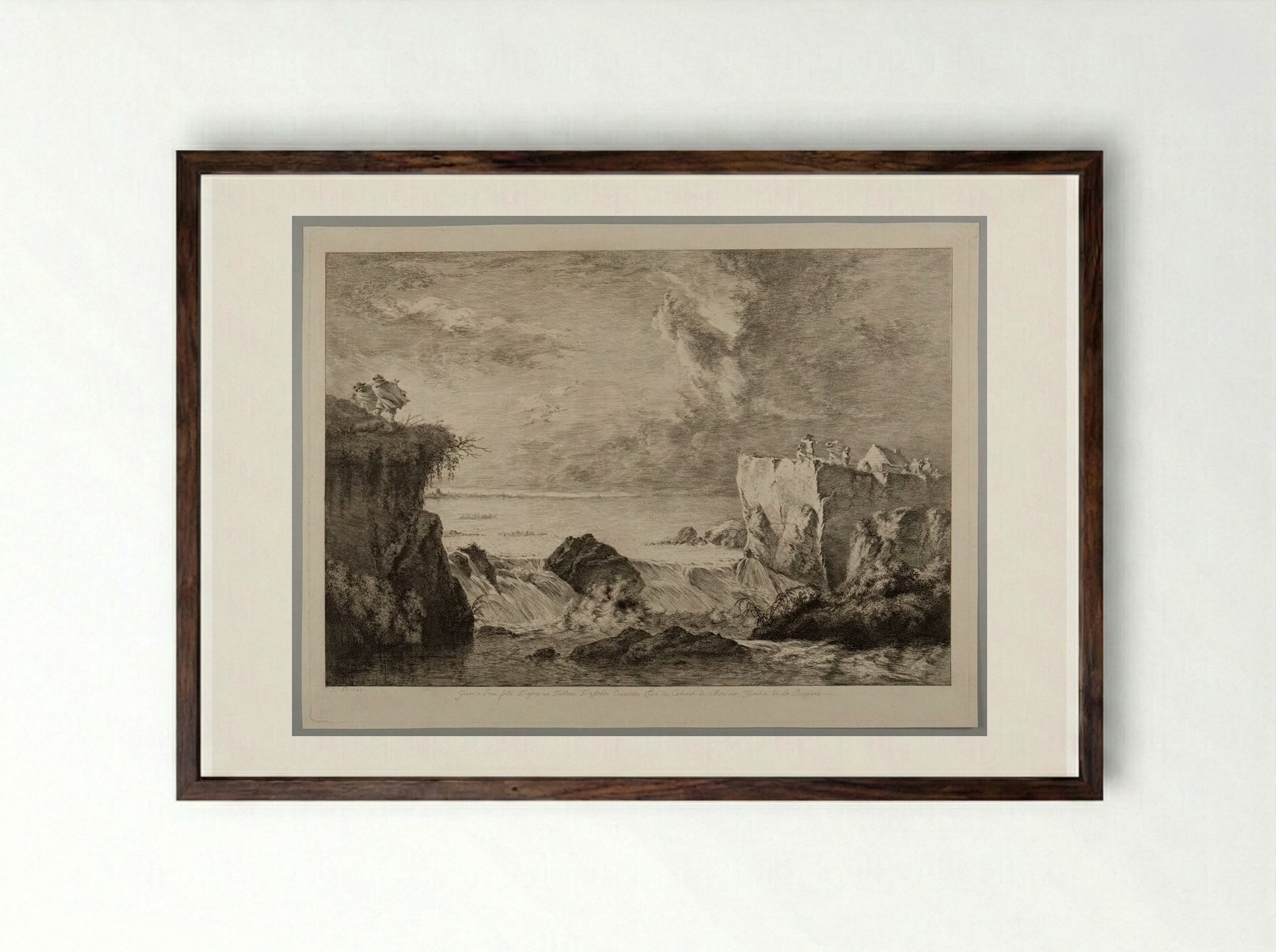 Breach of a Dam in Holland - Jean-Jacques de Boissieu - Framed Print Dark Wood