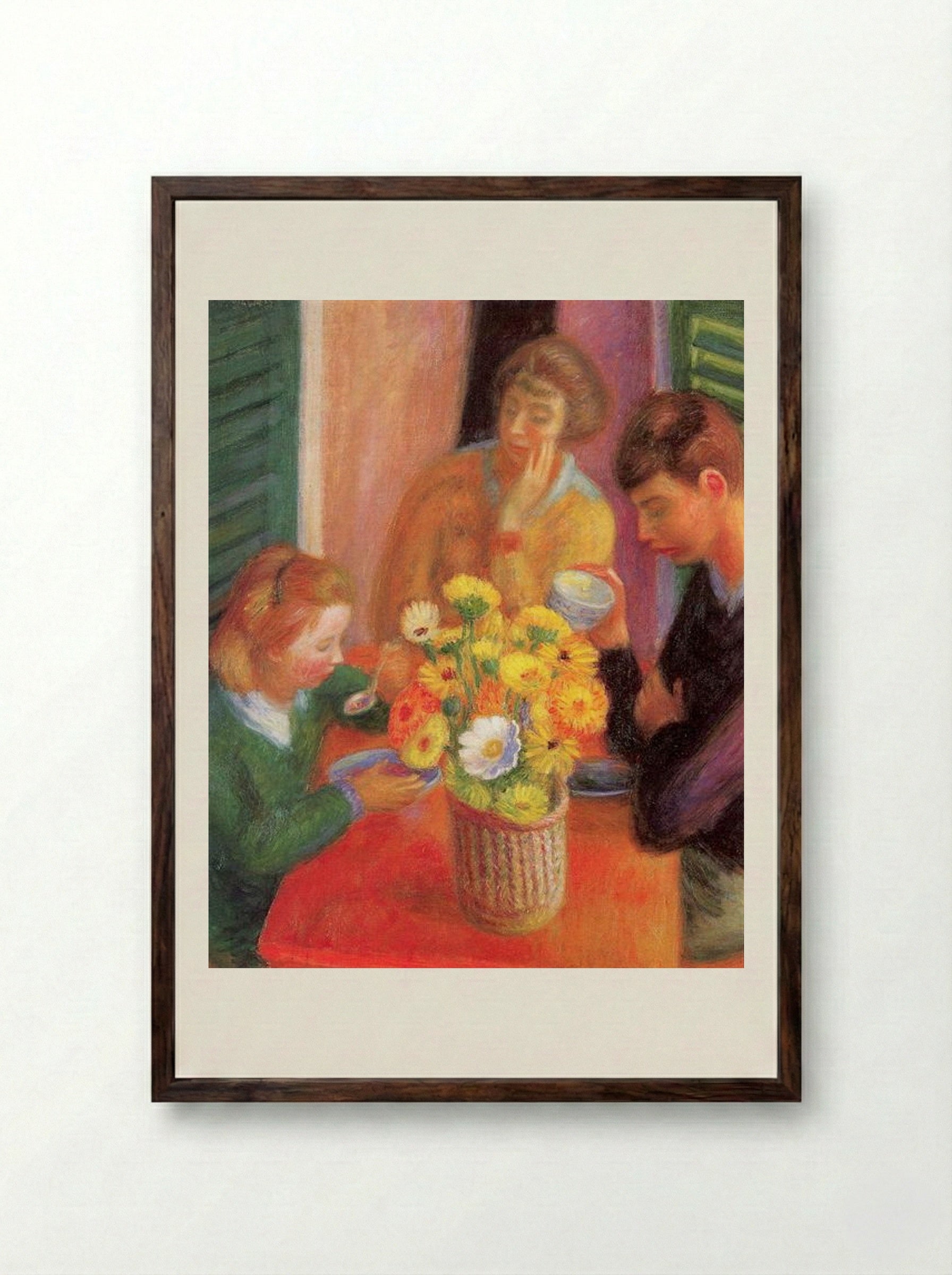 Breakfast Porch - William James Glackens - Framed Print Dark Wood