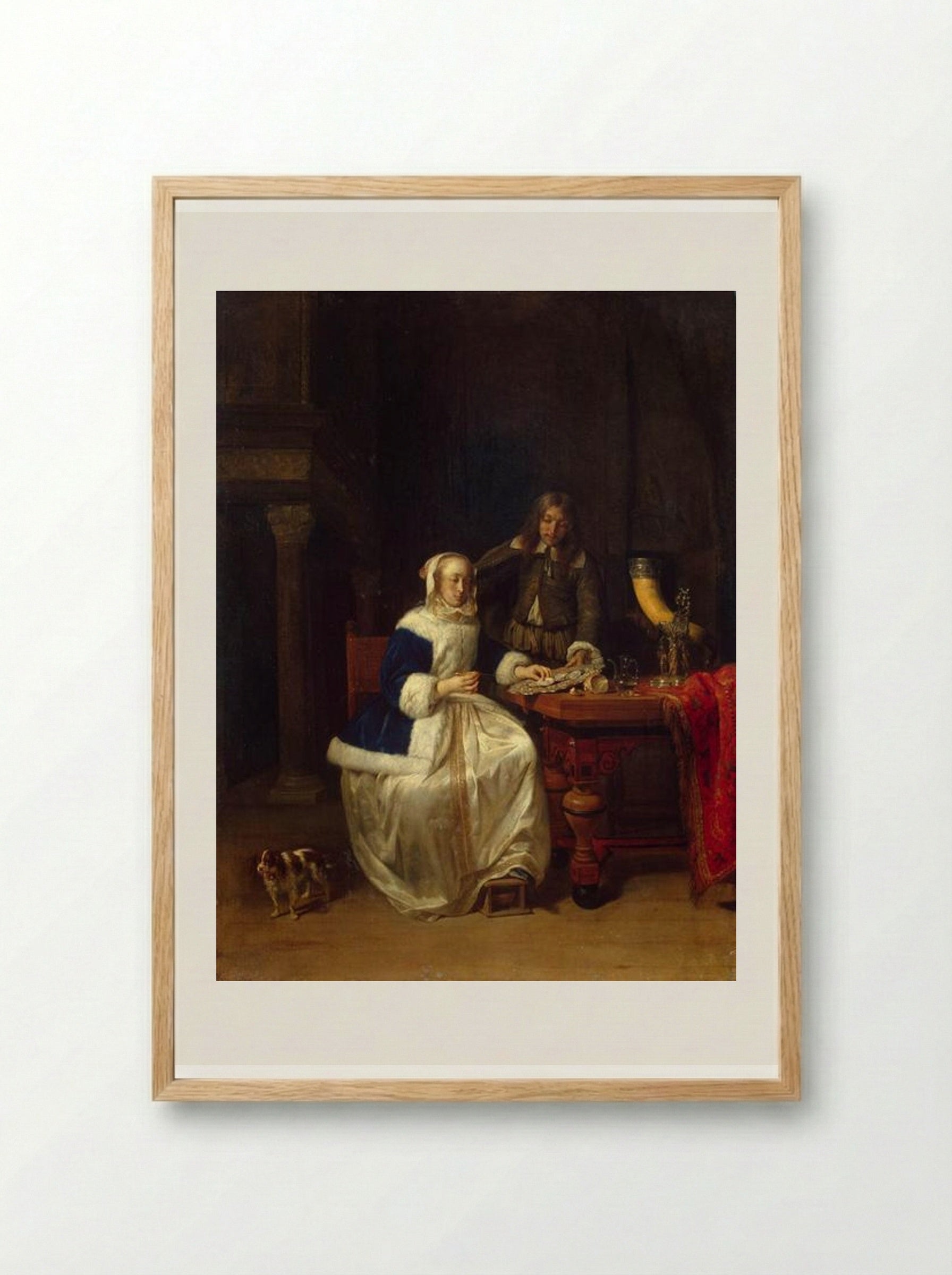 Breakfast - Gabriel Metsu - Framed Print Wood