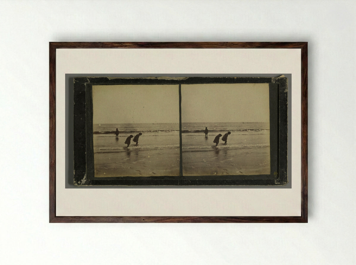 Breaking Wave (instantaneous) - George Washington Wilson - Framed Print Dark Wood