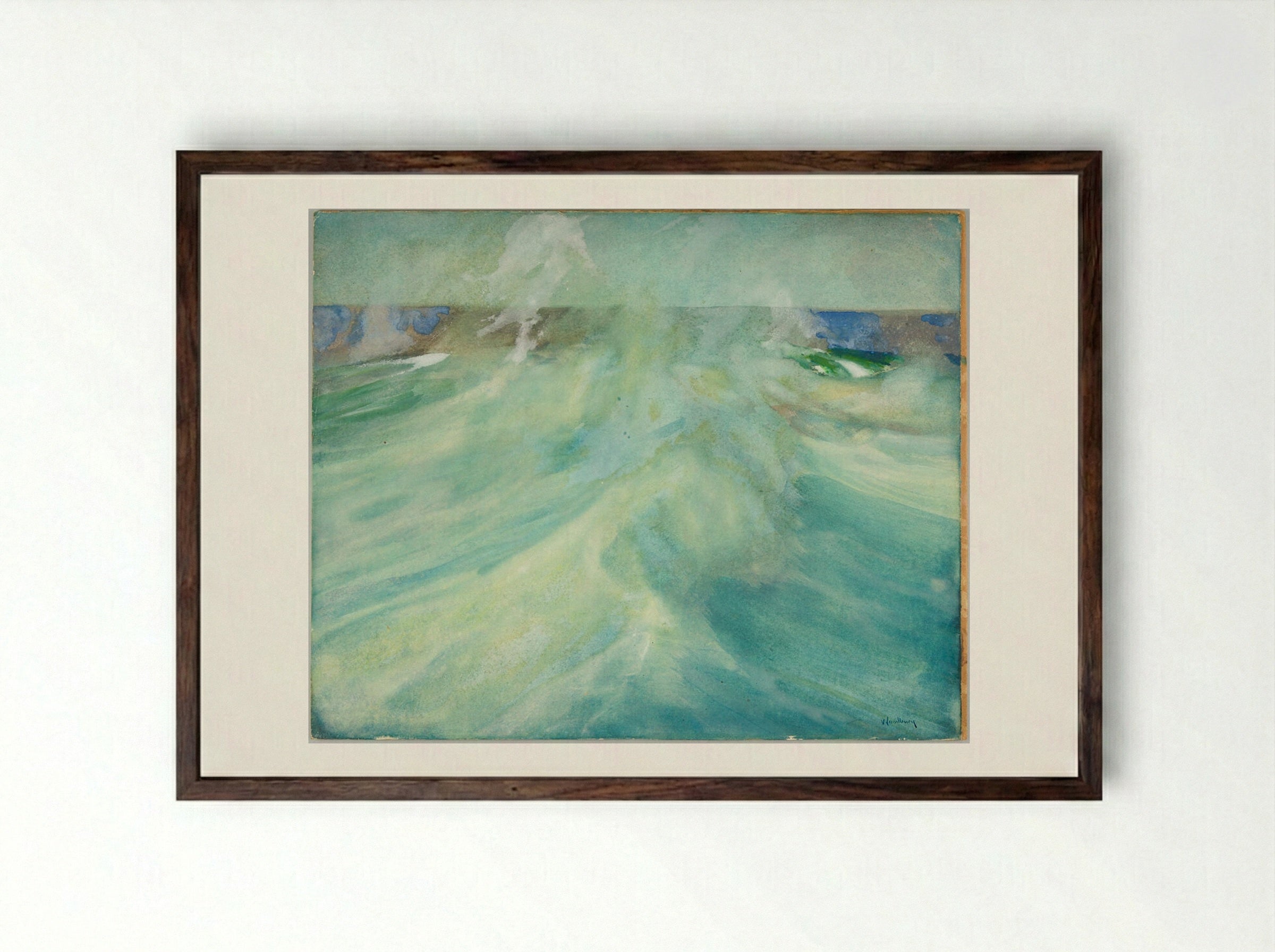 Breaking Wave - Charles Herbert Woodbury - Framed Print Dark Wood