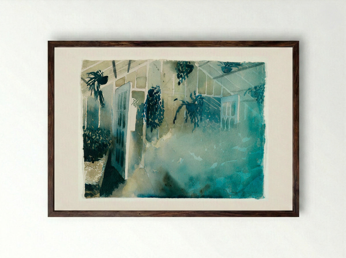 Breathing Space: Hanging Plants - Joel Janowitz - Framed Print Dark Wood