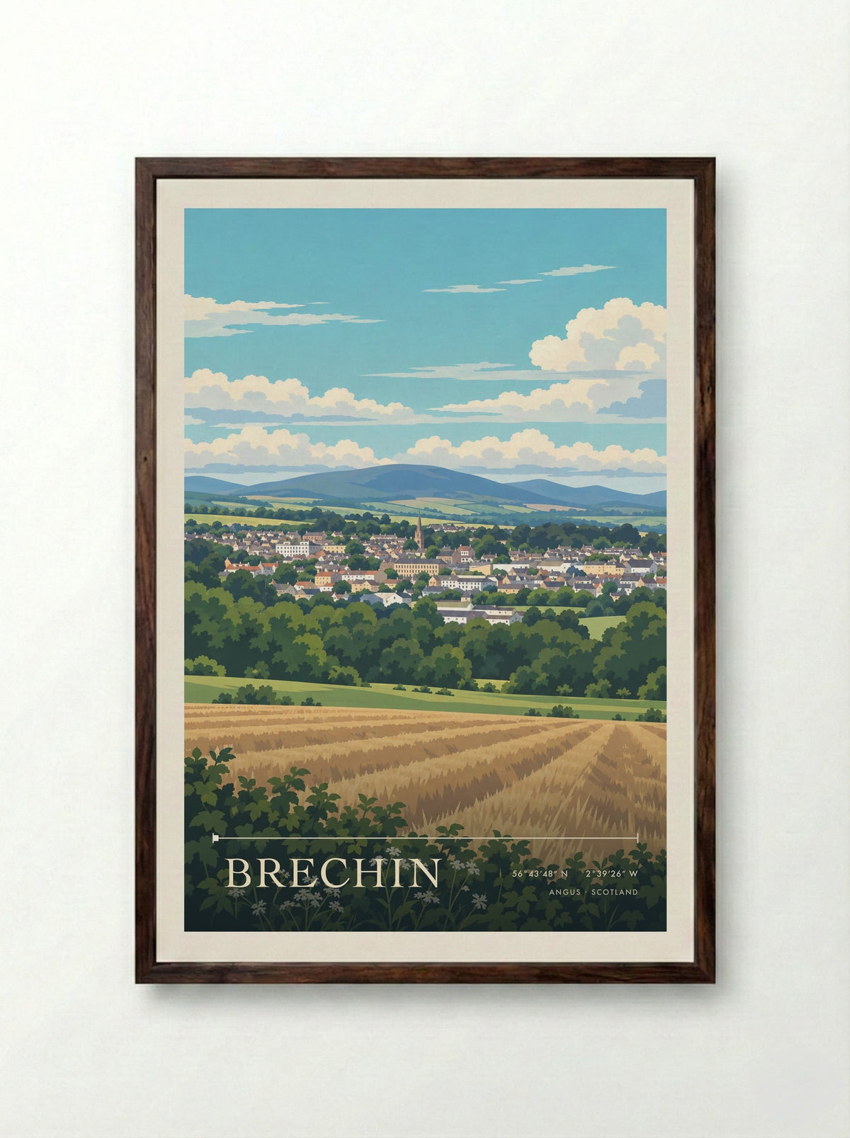 Brechin, Angus | Travel Poster - Framed Print Dark Wood