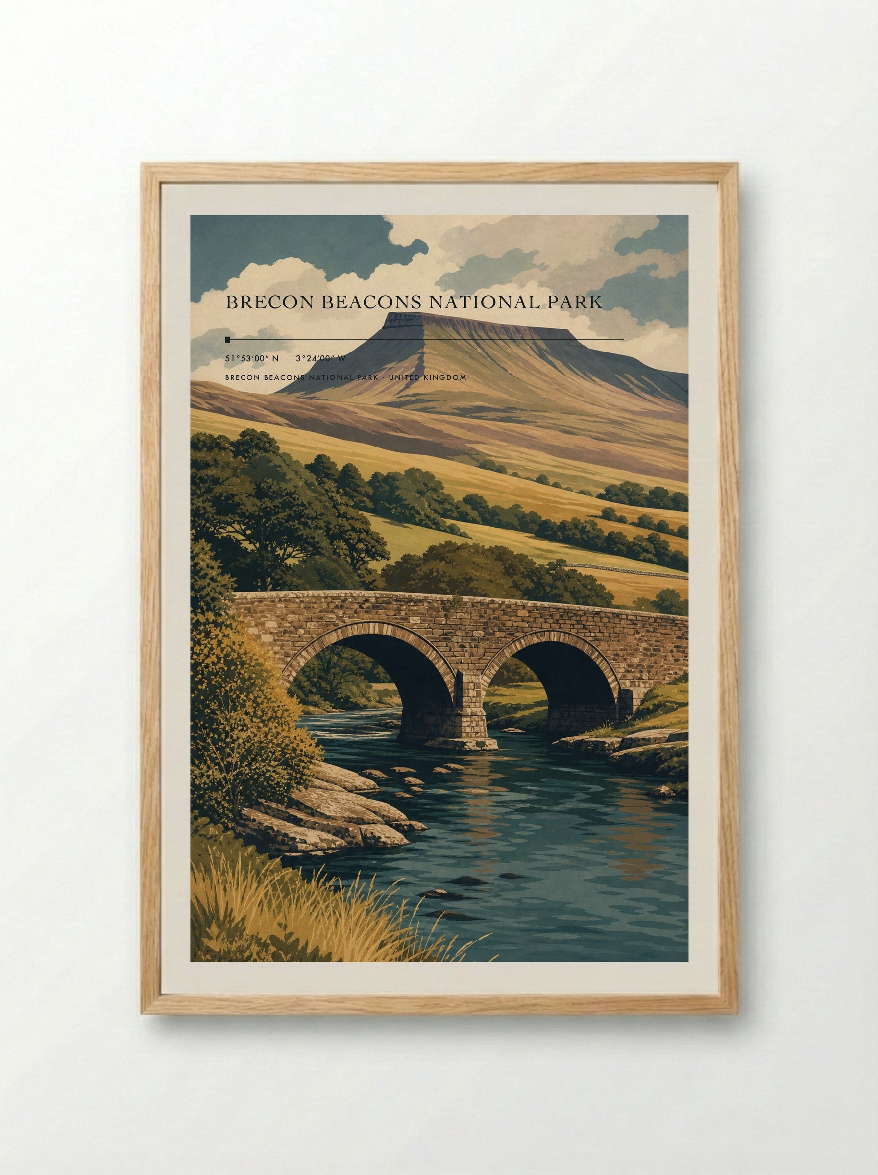 Brecon Beacons National Park United Kingdom Travel Poster - Framed Print Wood