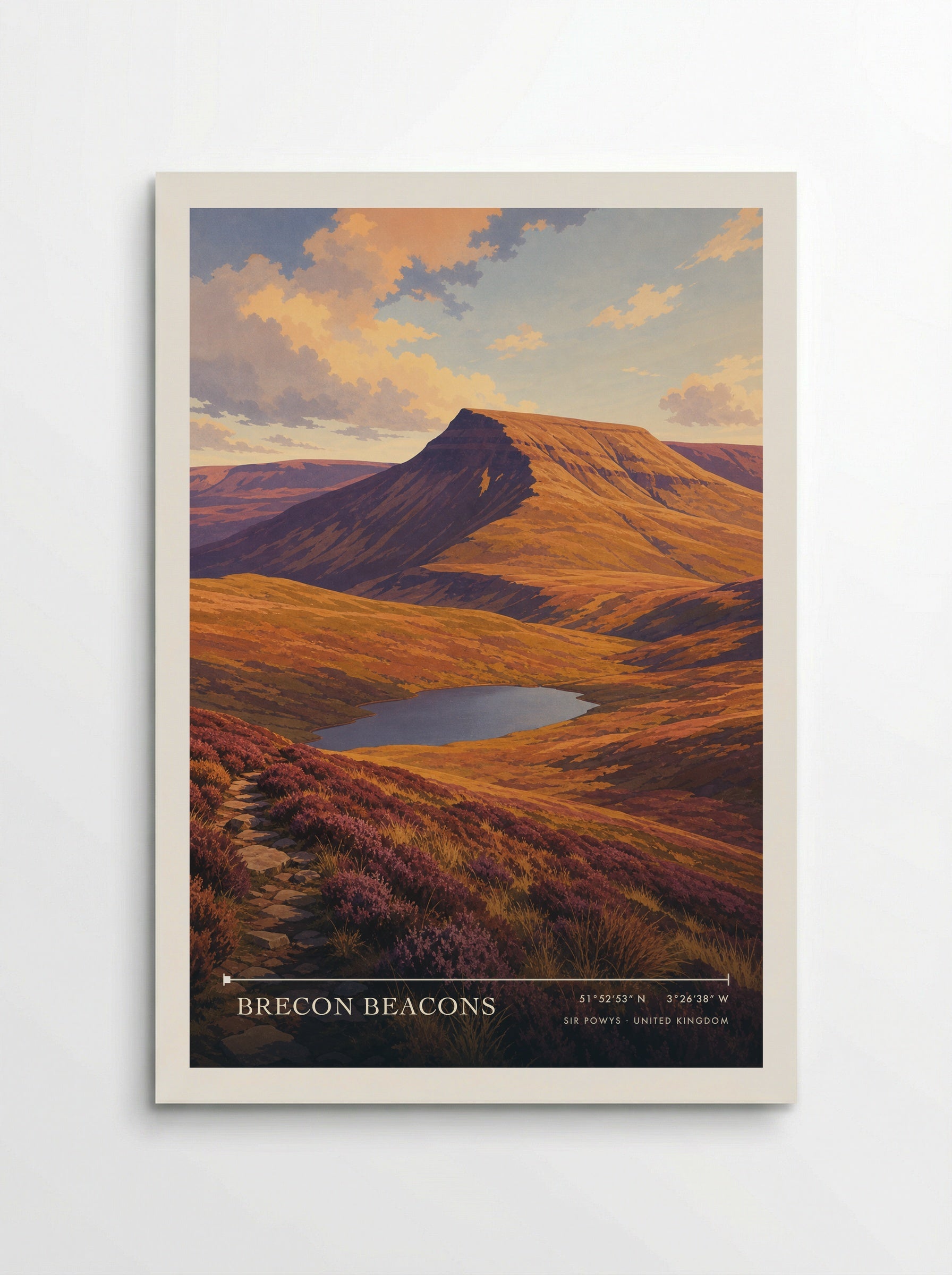 Brecon Beacons Sir Powys United Kingdom Travel Poster - Poster
