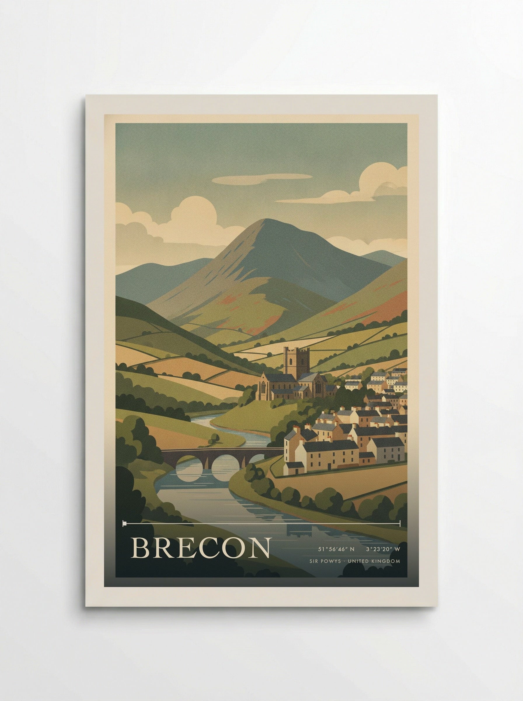Brecon Sir Powys United Kingdom Travel Poster - Poster