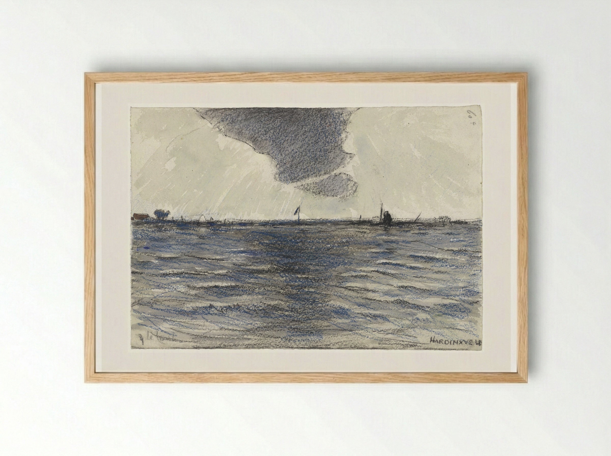 Breed water bij Hardinxveld - Adolf le Comte - Framed Print Wood
