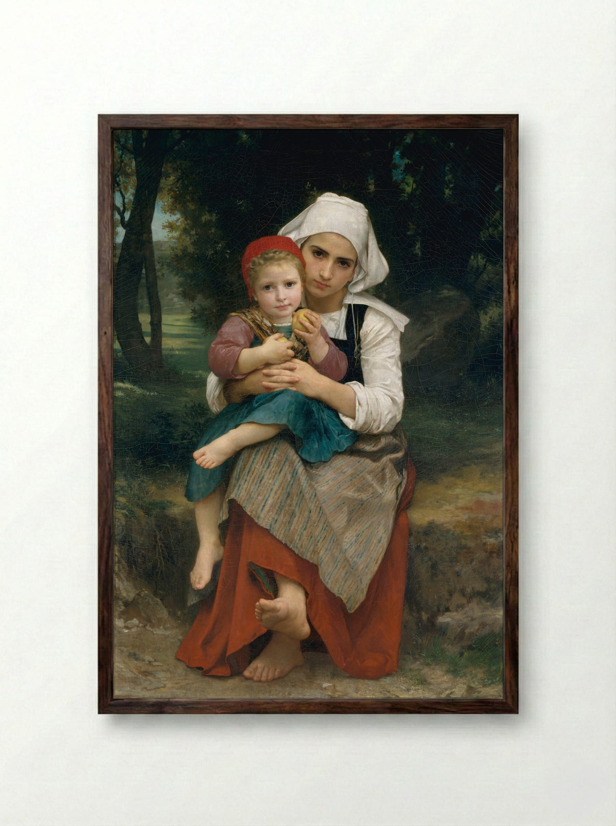Breton Brother and Sister - William-Adolphe Bouguereau - Framed Print Dark Wood
