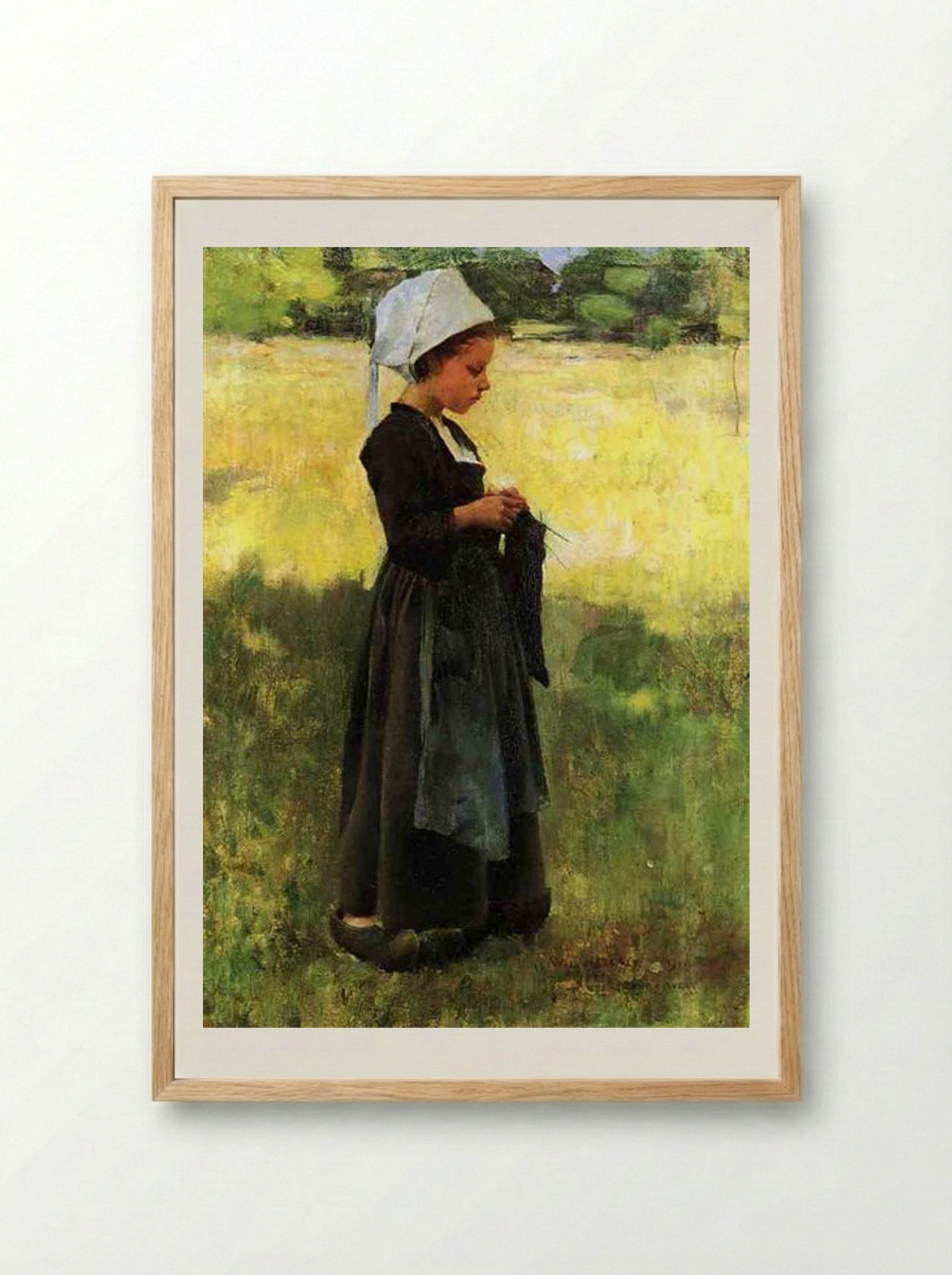 Breton Girl - Willard Metcalf - Framed Print Wood