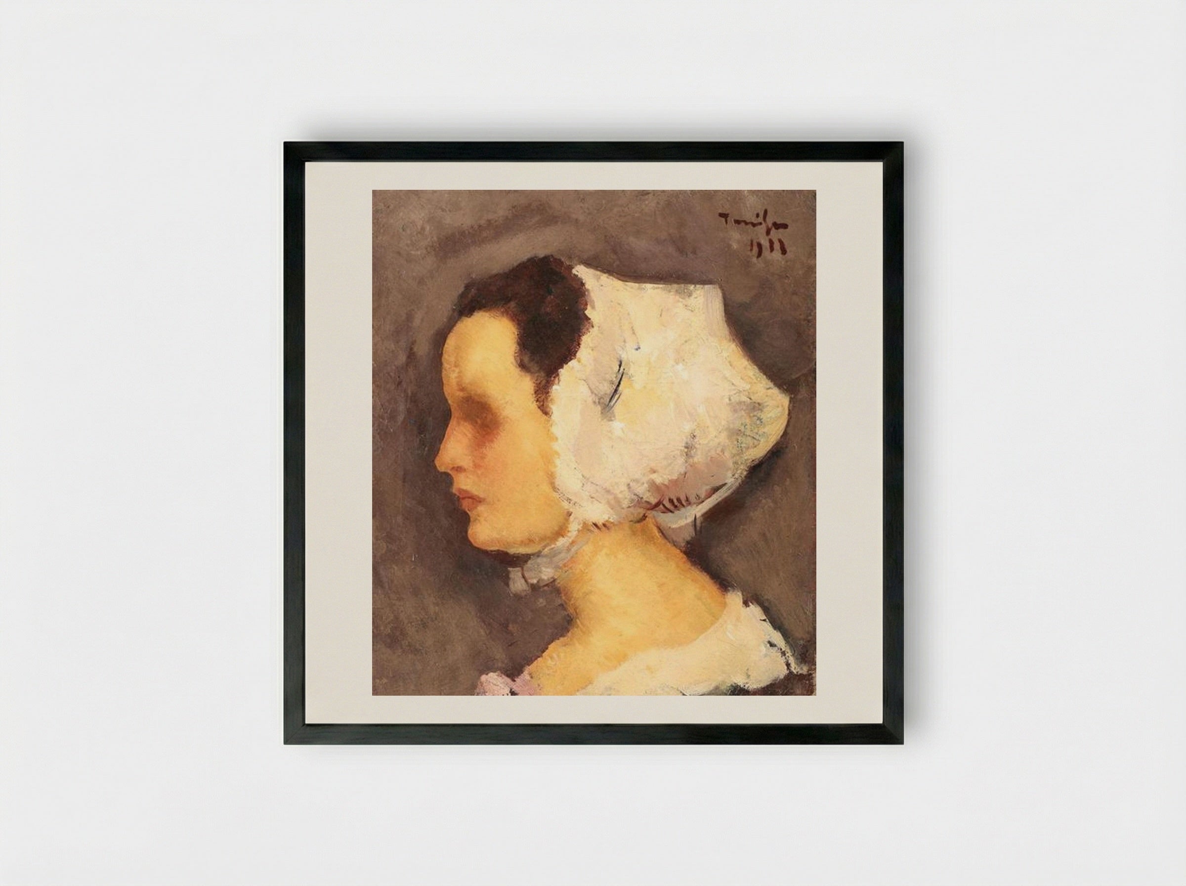 Breton Woman - Nicolae Tonitza - Framed Print Black