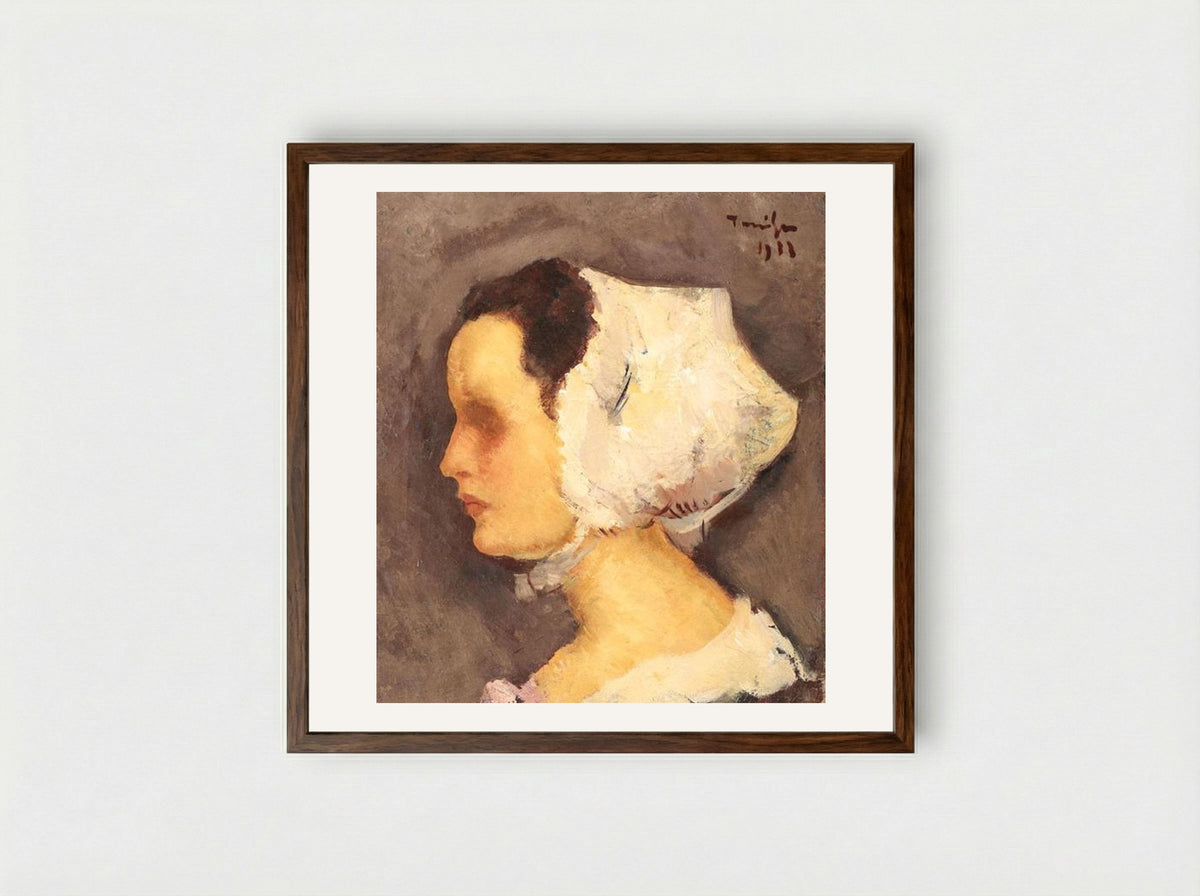 Breton Woman - Nicolae Tonitza - Framed Print Dark Wood