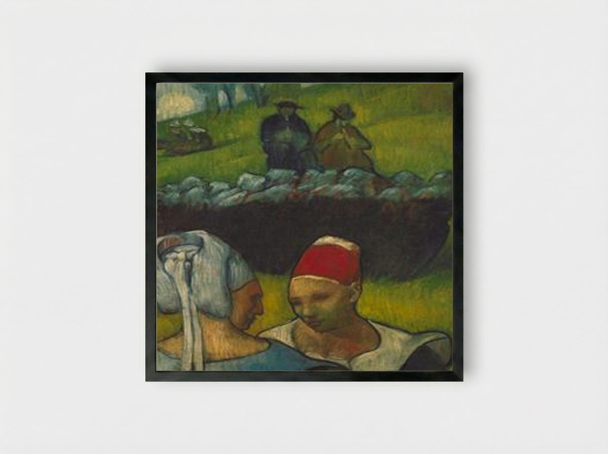 Bretons in the Meadow - Émile Bernard - Framed Print Black