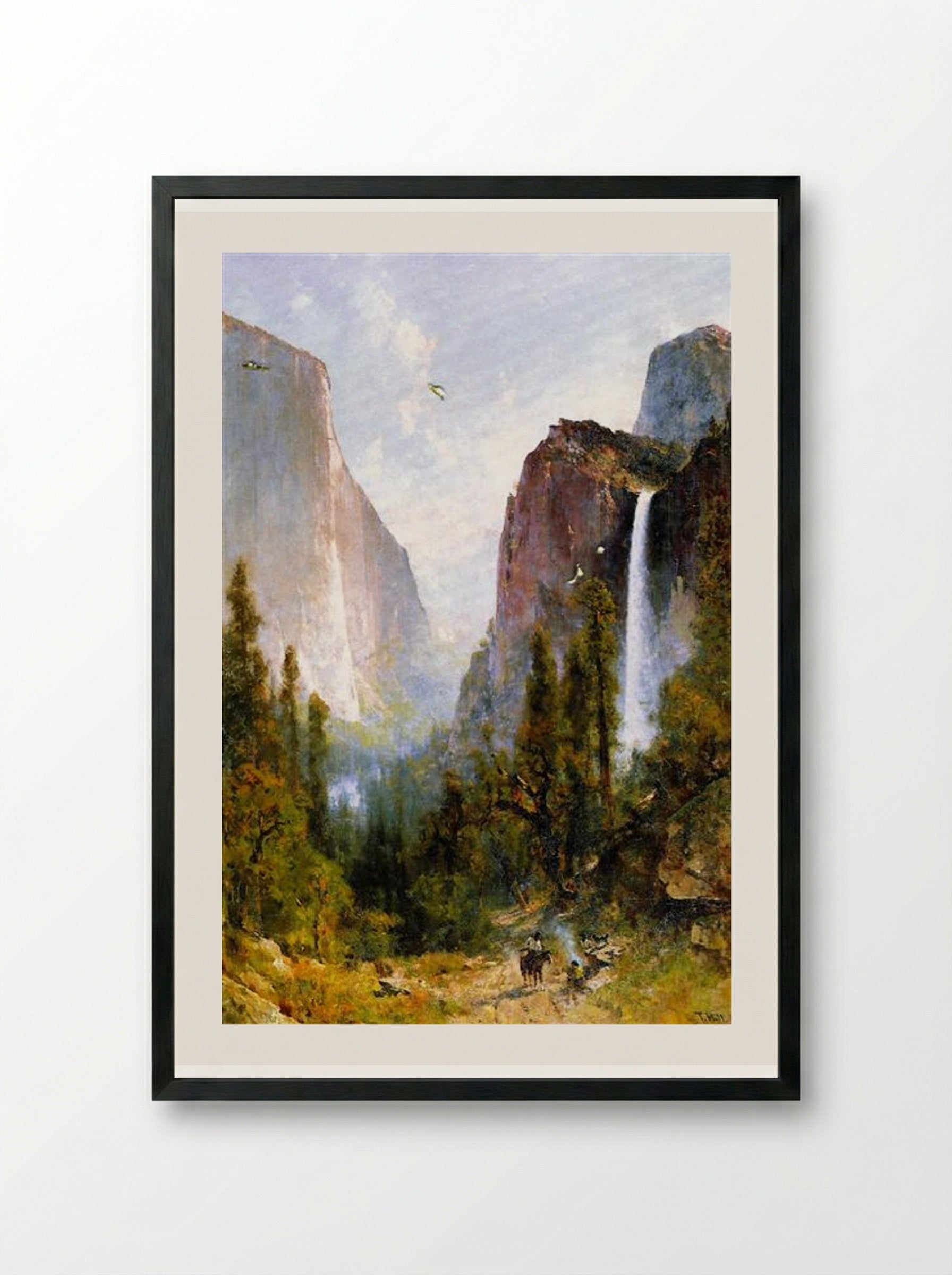 Bridal Veil Fall, Yosemite Valley - Thomas Hill - Framed Print Black