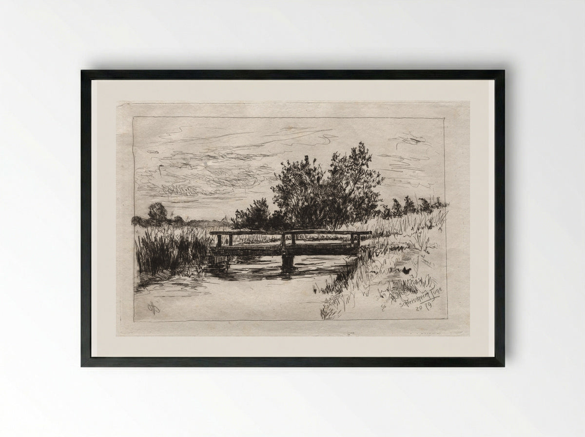 Bridge, Schleissheim - Otto H. Bacher - Framed Print Black