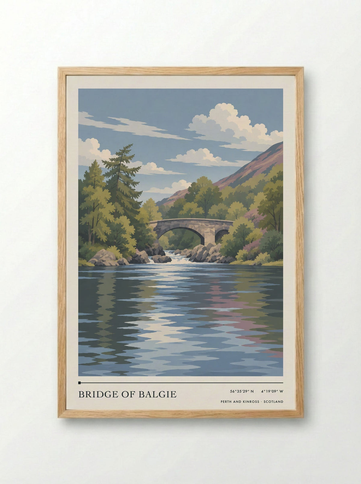 Bridge of Balgie, Perth and Kinross | Travel Poster - Framed Print Wood
