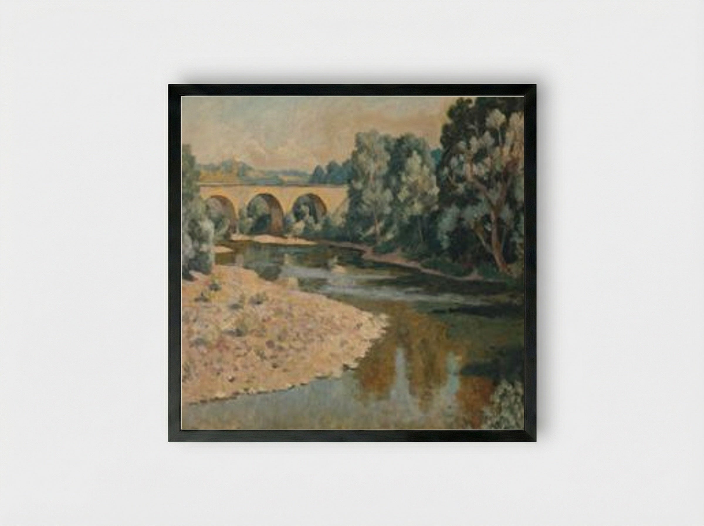 Bridge over the Allier - Roger Fry - Framed Print Black