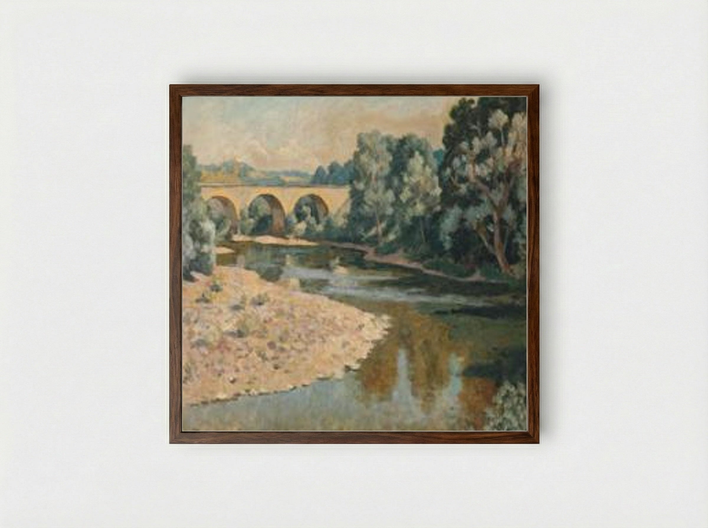 Bridge over the Allier - Roger Fry - Framed Print Dark Wood