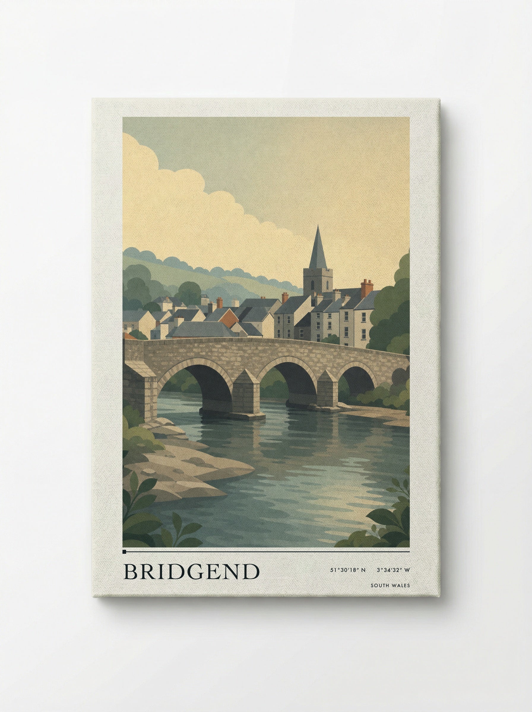 Bridgend South Wales Wales Travel Poster - Canvas