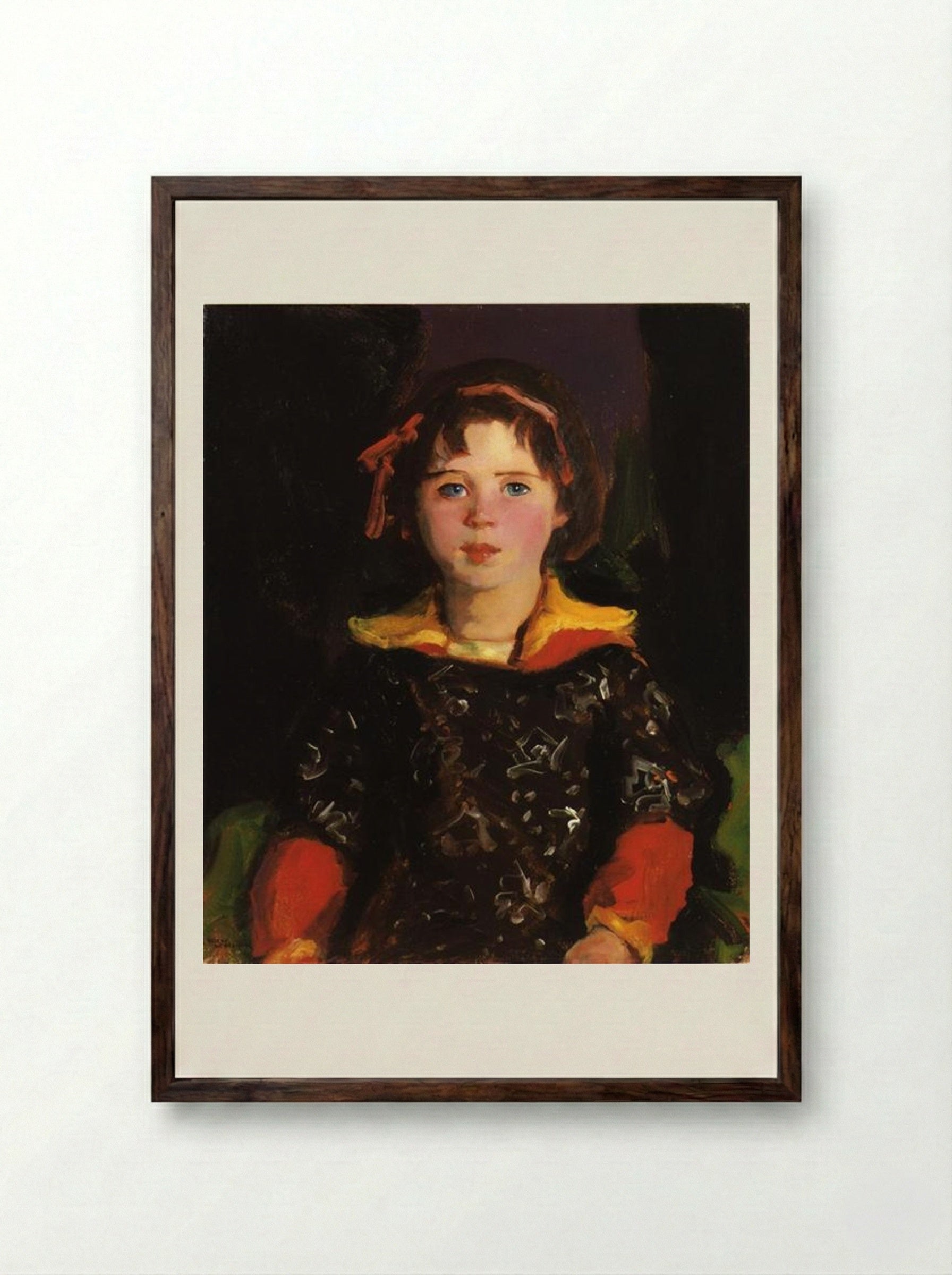 Bridgie (Girl with Chinese Dress) - Robert Henri - Framed Print Dark Wood