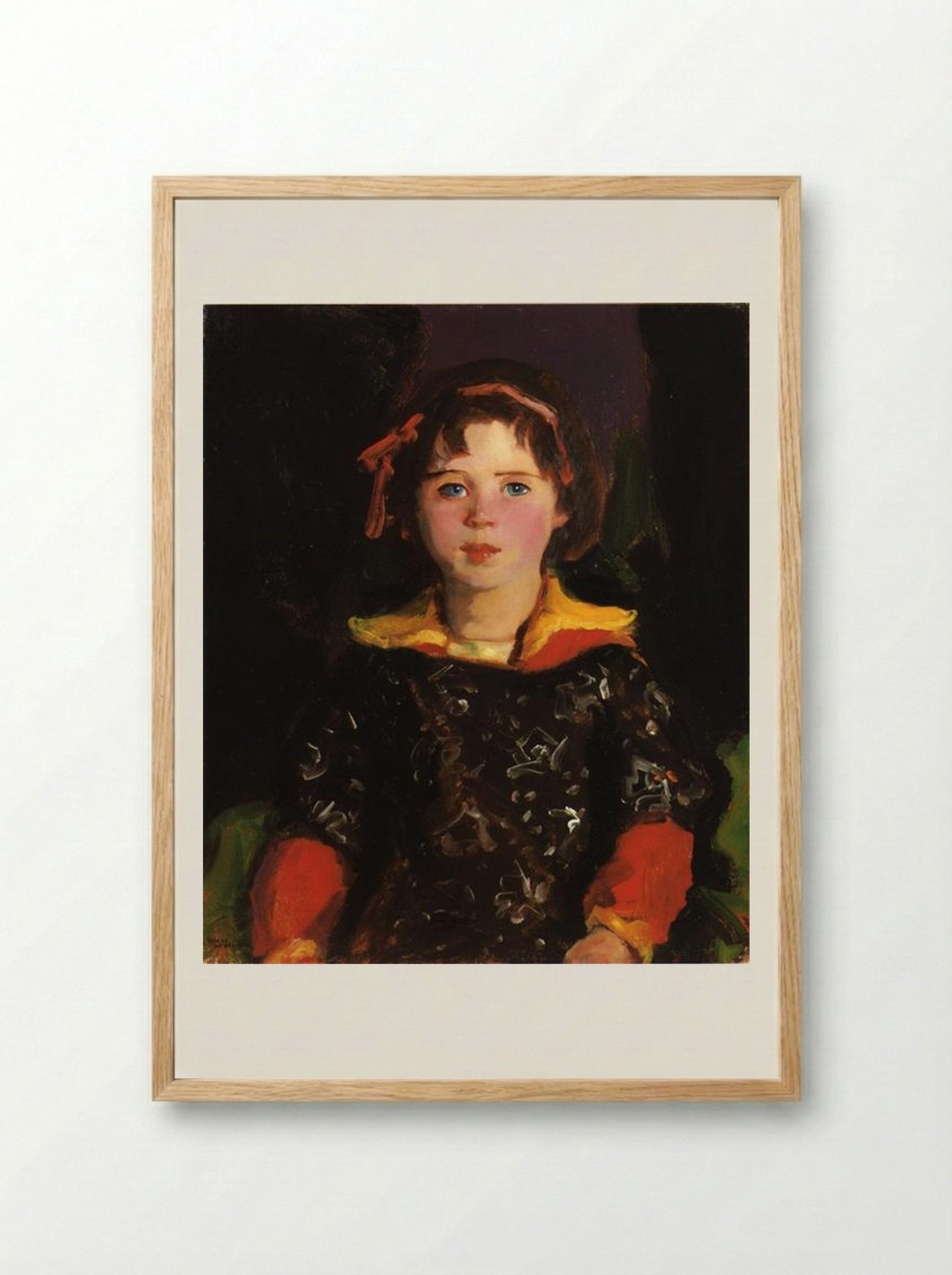 Bridgie (Girl with Chinese Dress) - Robert Henri - Framed Print Wood