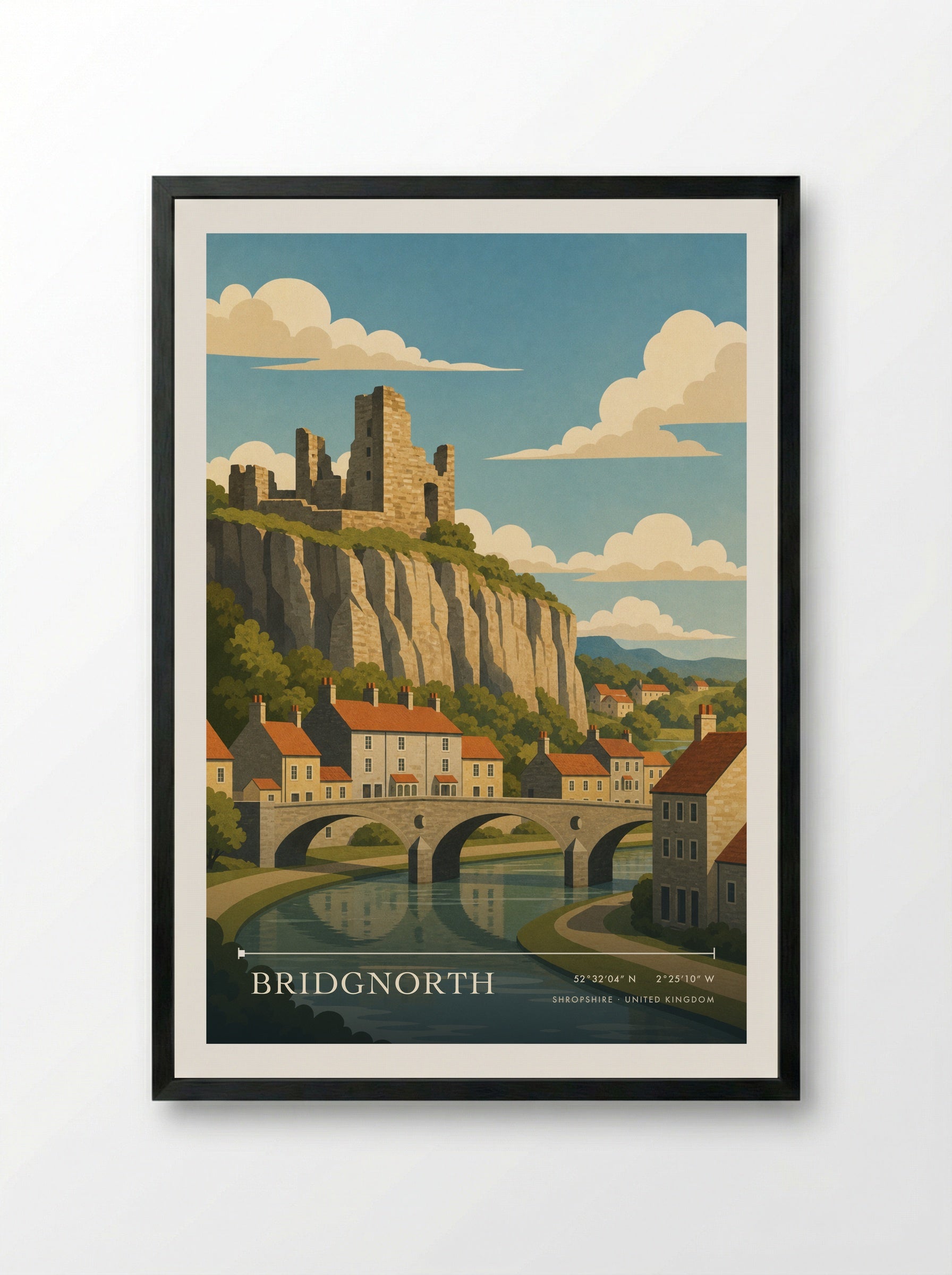 Bridgnorth Shropshire United Kingdom Travel Poster - Framed Print Black
