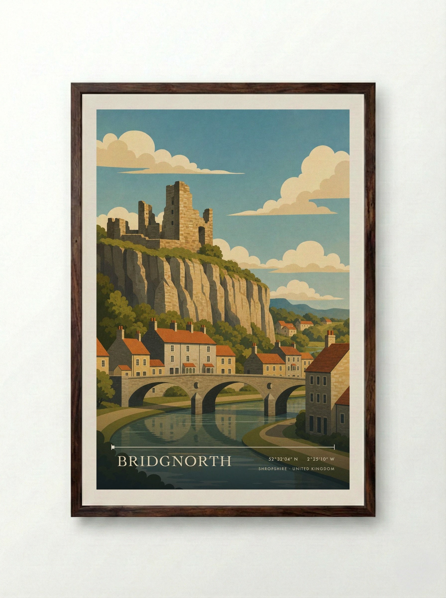 Bridgnorth Shropshire United Kingdom Travel Poster - Framed Print Dark Wood