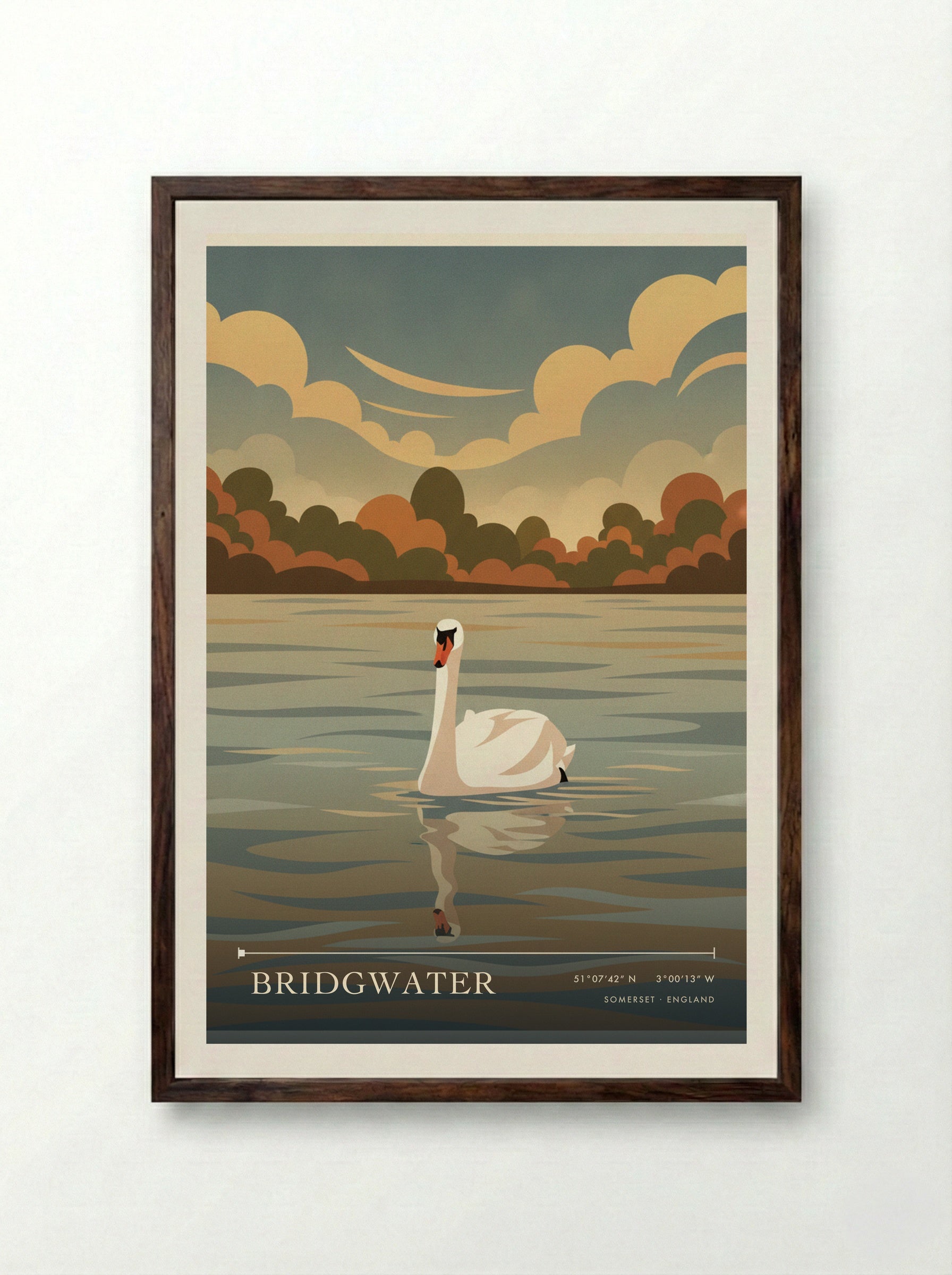 Bridgwater Somerset England Travel Poster - Framed Print Dark Wood