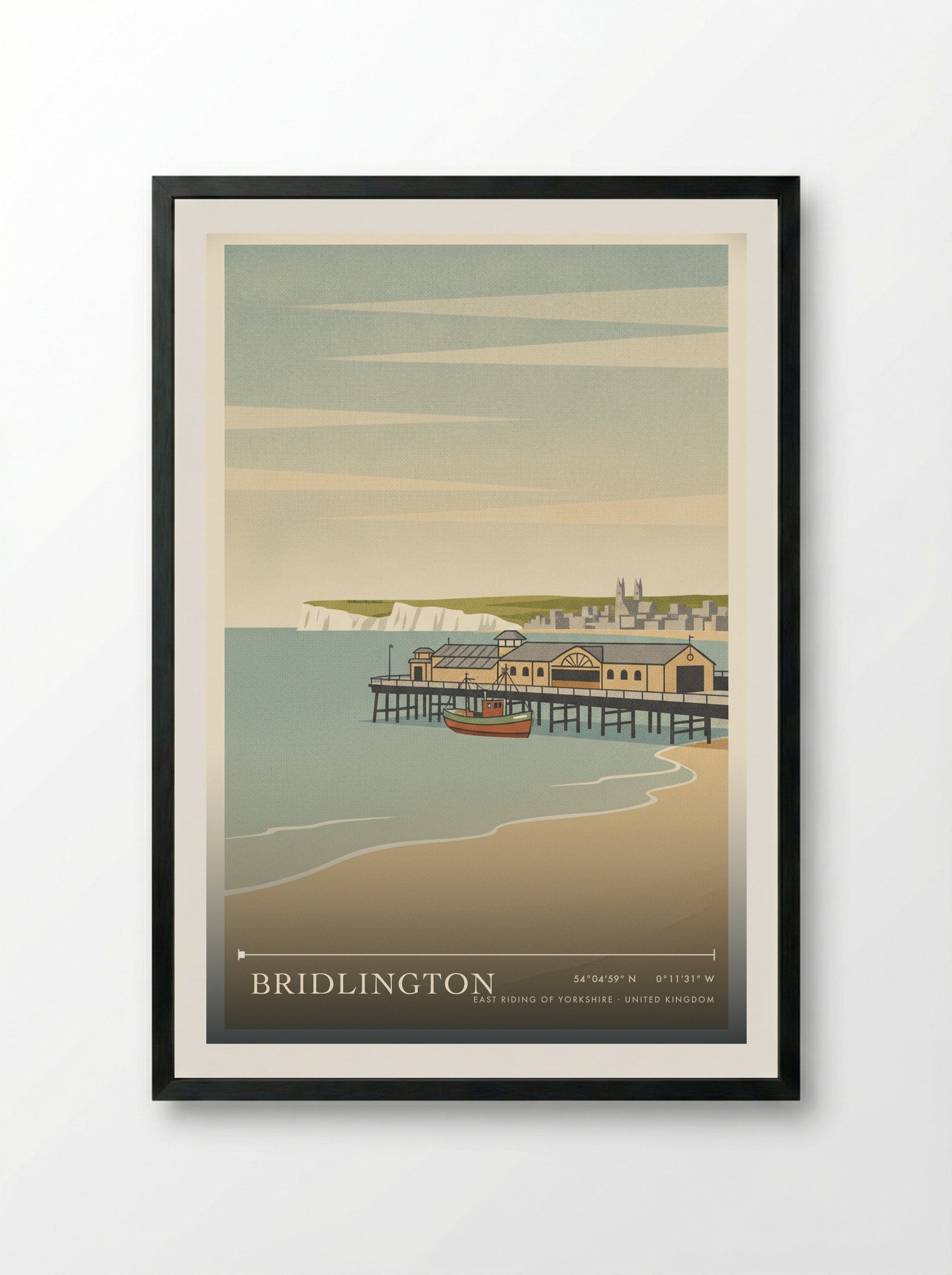 Bridlington East Riding of Yorkshire United Kingdom Travel Poster - Framed Print Black