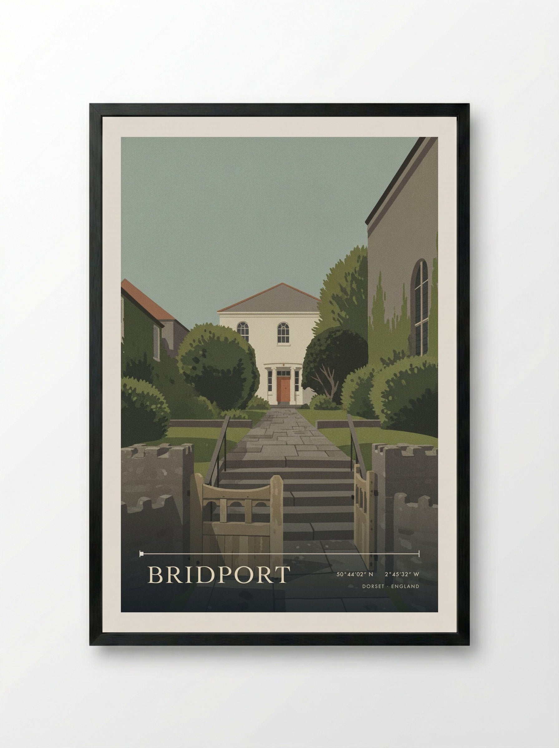Bridport Dorset England Travel Poster - Framed Print Black