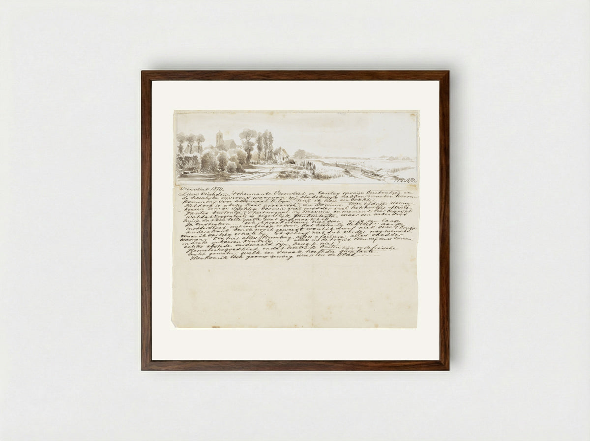 Brief met gezicht te Veenvliet - Pieter van Loon - Framed Print Dark Wood