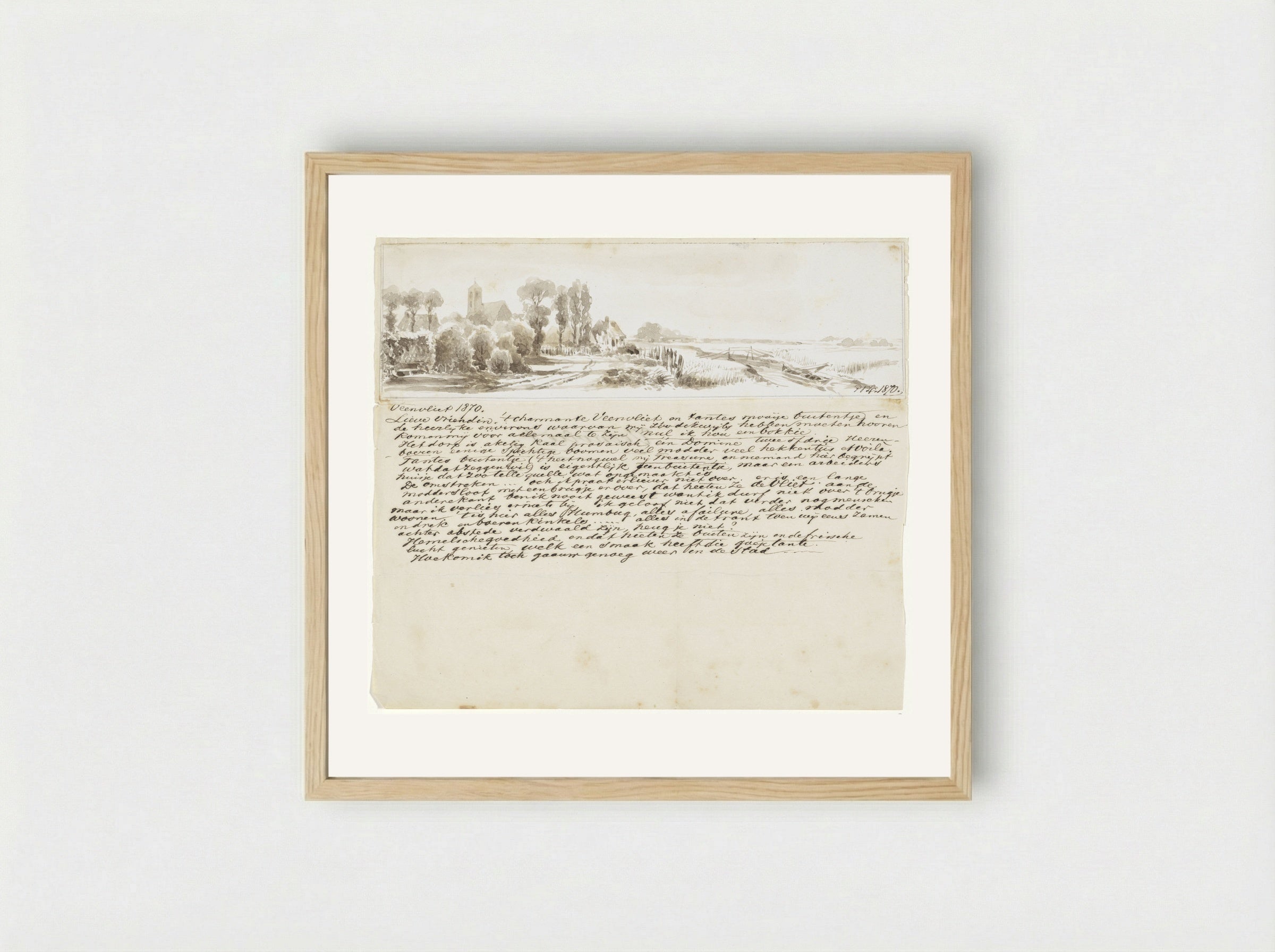Brief met gezicht te Veenvliet - Pieter van Loon - Framed Print Wood