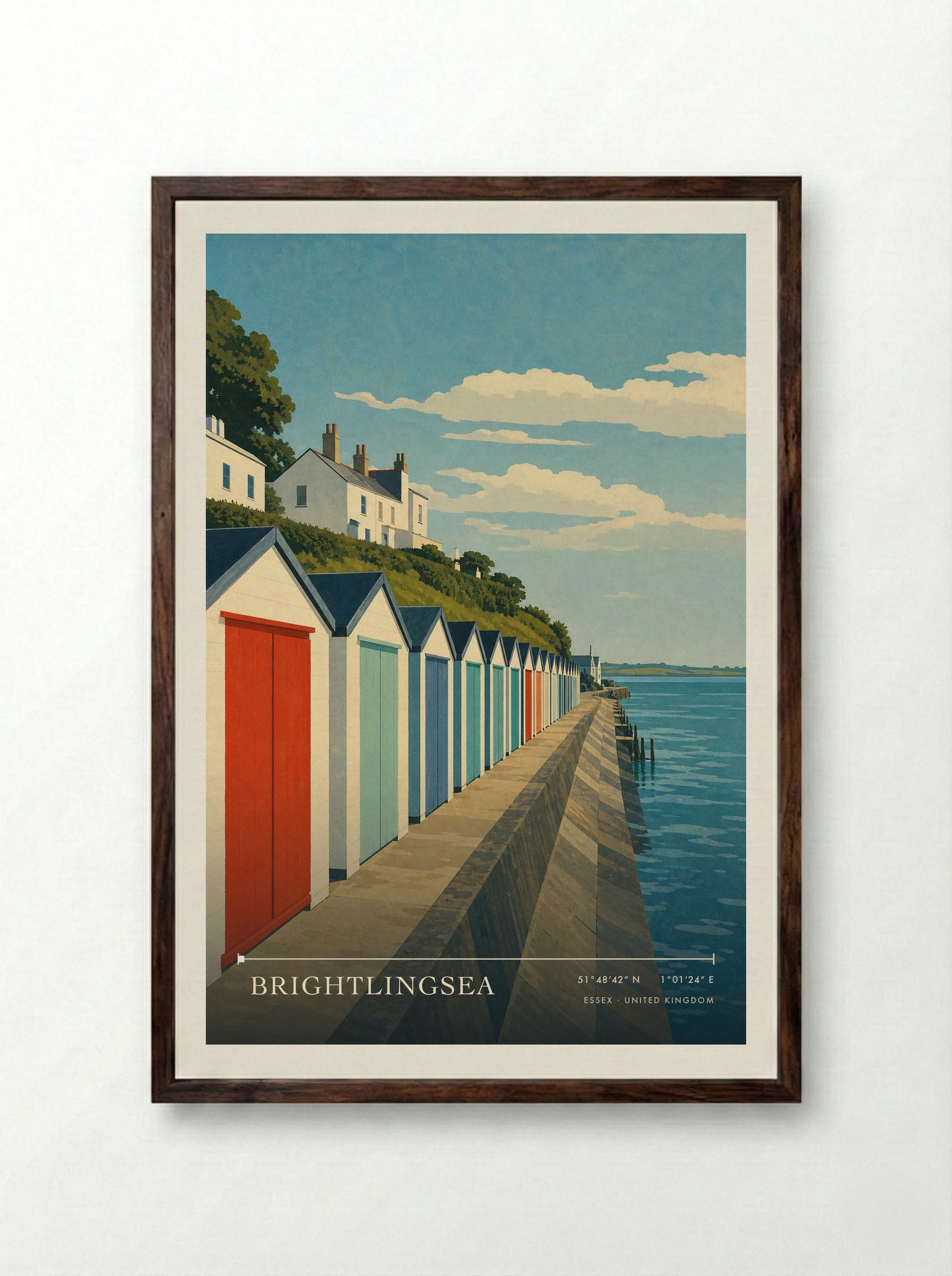Brightlingsea Essex United Kingdom Travel Poster - Framed Print Dark Wood