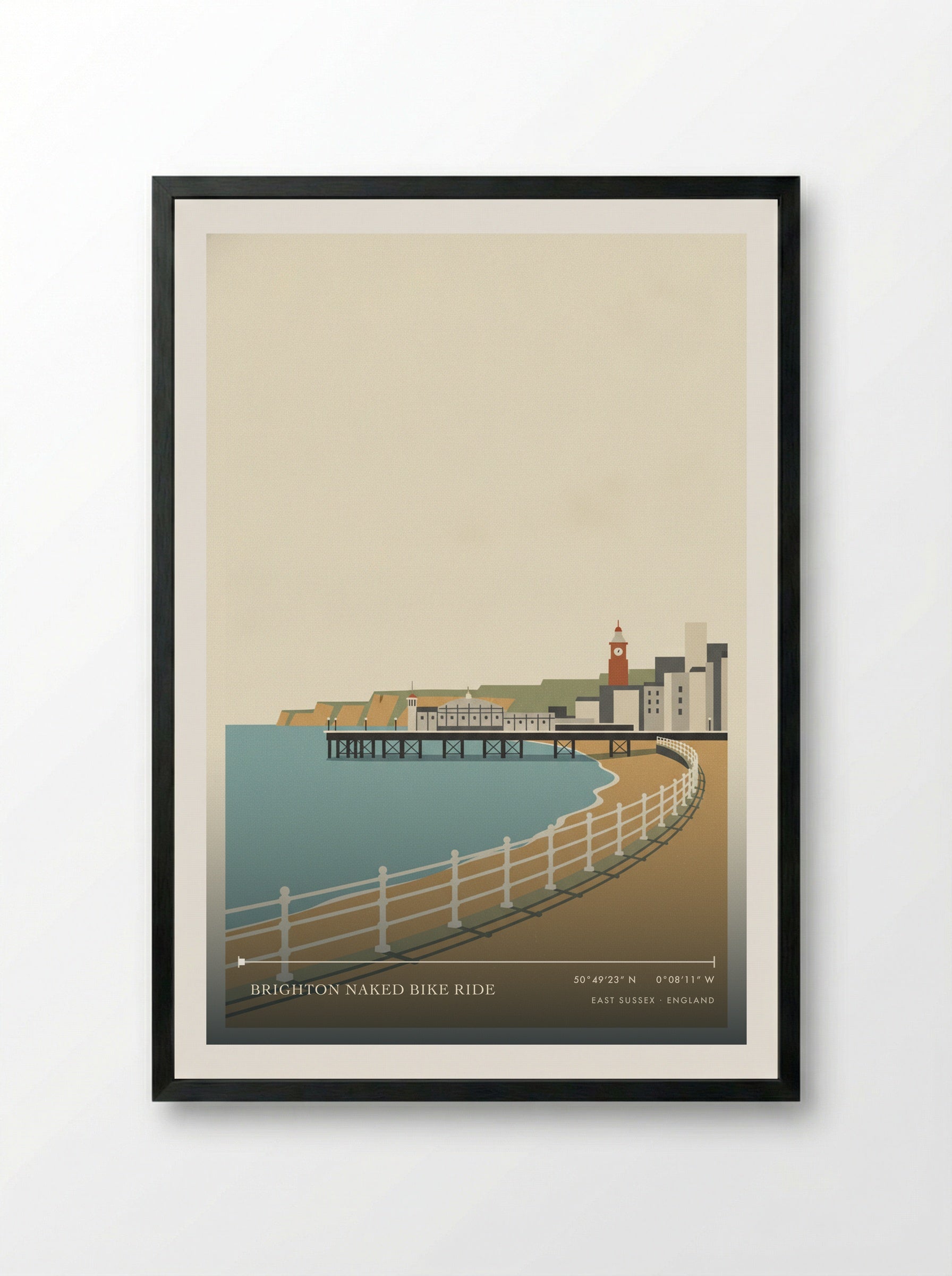 Brighton Naked Bike Ride East Sussex England Travel Poster - Framed Print Black
