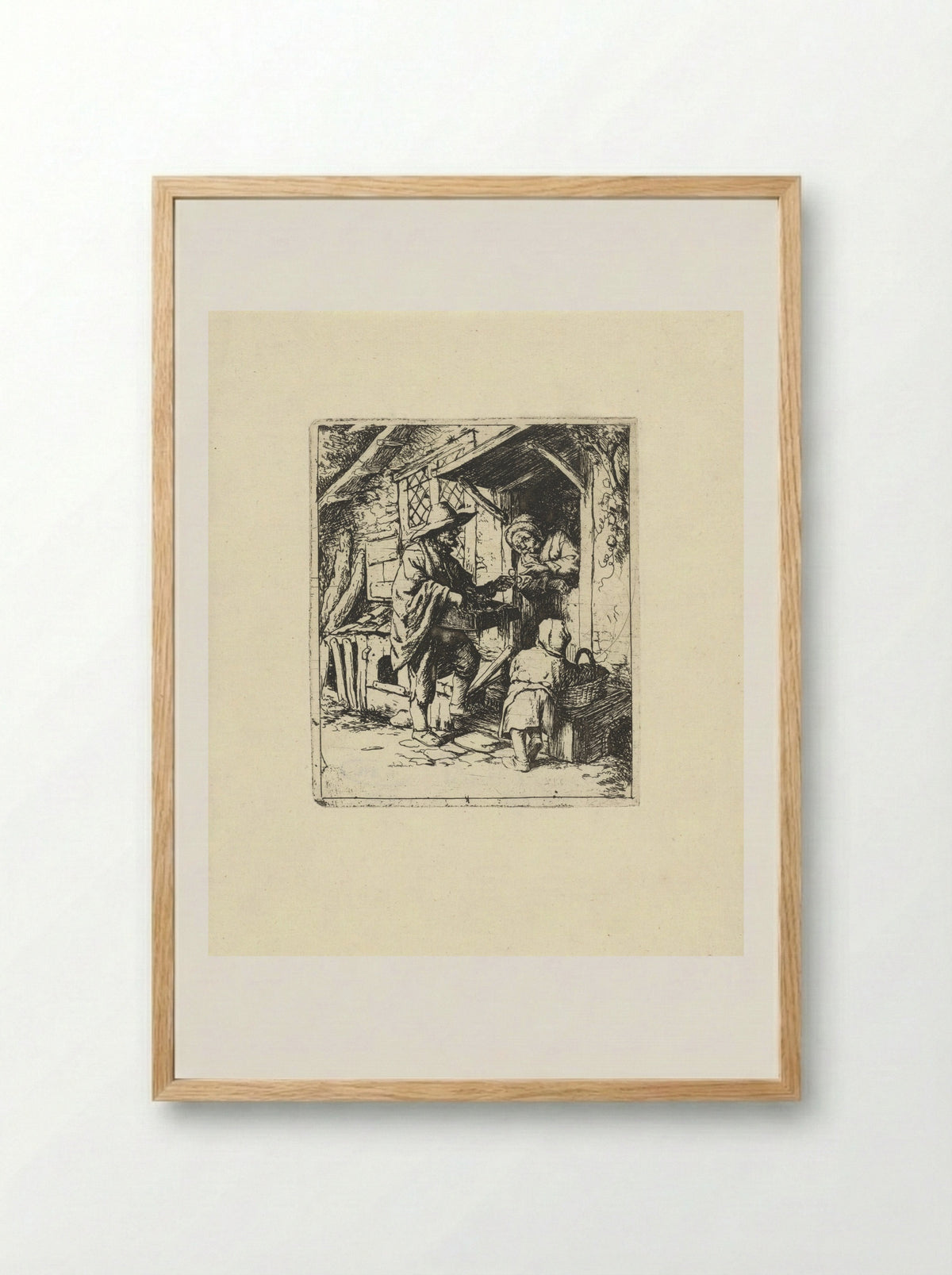 Brillenkoopman (The Spectacle Seller) - Jacob Laurensz. van der Vinne - Framed Print Wood
