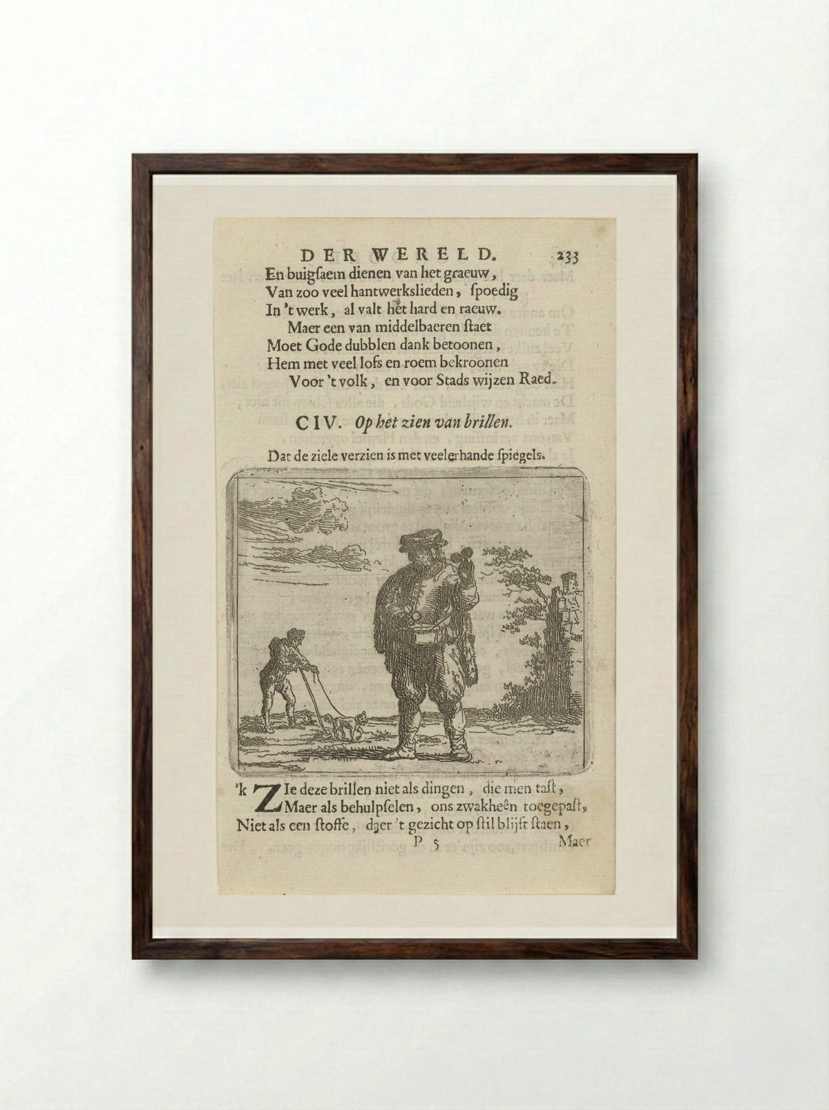Brillenverkoper (The Spectacle Seller) - Arnold Houbraken - Framed Print Dark Wood