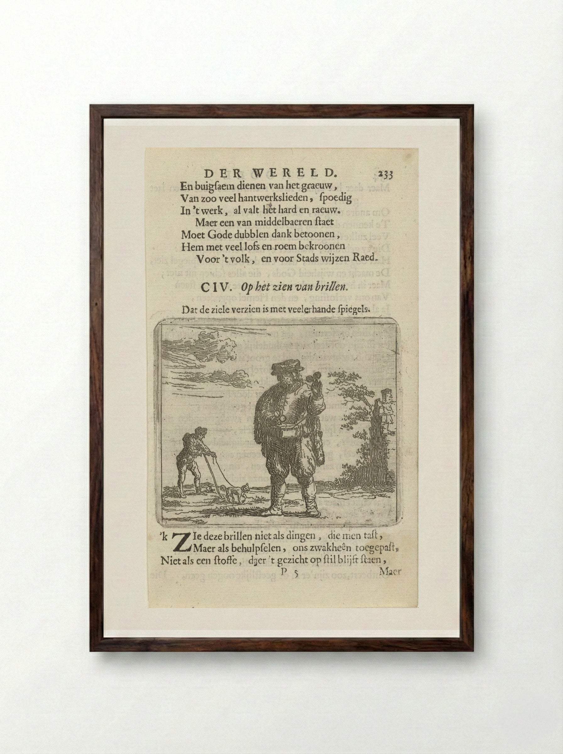 Brillenverkoper (The Spectacle Seller) - Arnold Houbraken - Framed Print Dark Wood