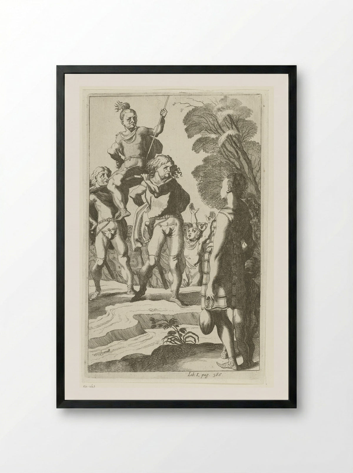 Brinio Raised on a Shield - Simon Frisius - Framed Print Black
