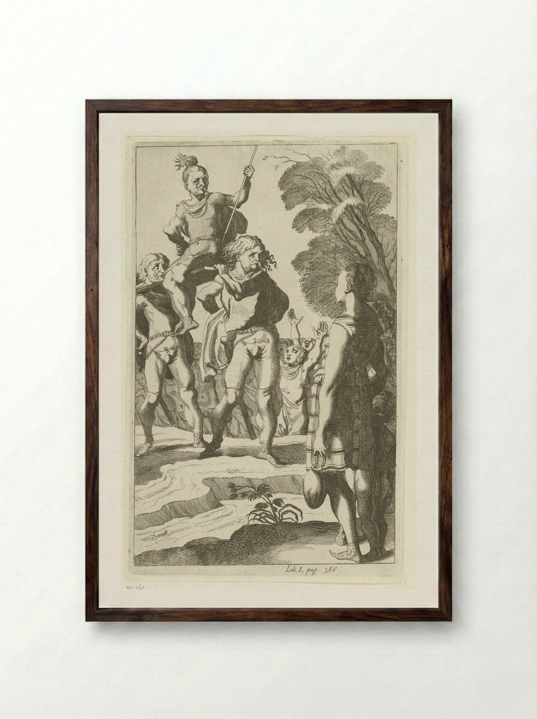 Brinio Raised on a Shield - Simon Frisius - Framed Print Dark Wood